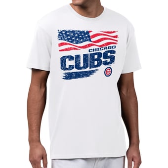 Men's Starter White Chicago Cubs Waving Flag T-Shirt