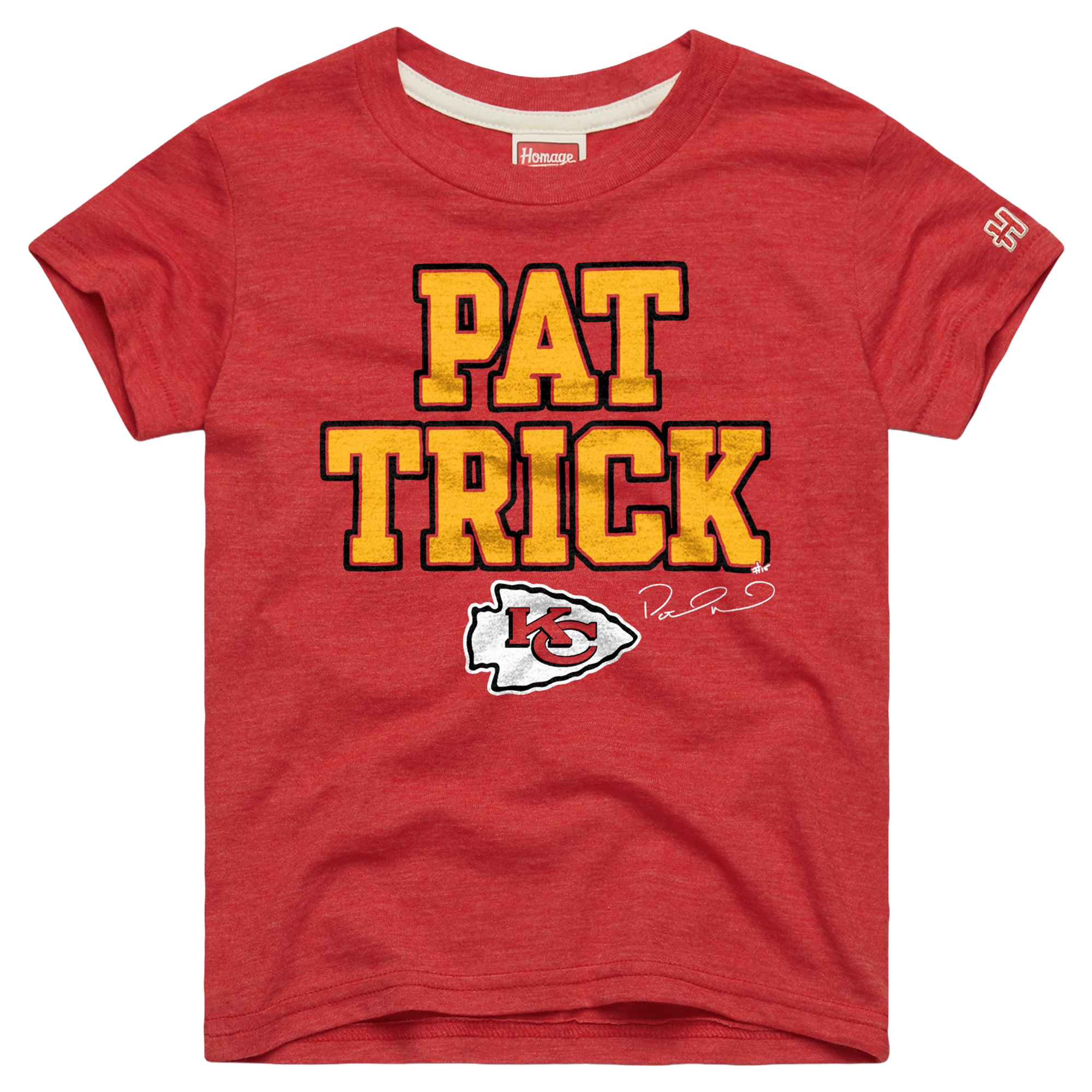 Youth Homage Patrick Mahomes Red Kansas City Chiefs Player Graphic Tri-Blend T-Shirt