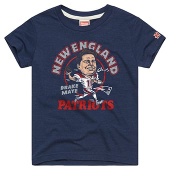 Youth Homage Drake Maye Navy New England Patriots Player Graphic Tri-Blend T-Shirt