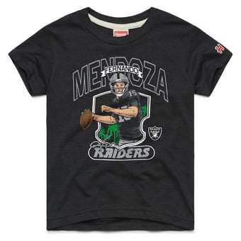 Youth Homage Fernando Mendoza Charcoal Las Vegas Raiders Player Graphic Tri-Blend T-Shirt