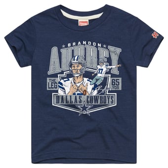 Youth Homage Brandon Aubrey Navy Dallas Cowboys Player Graphic Tri-Blend T-Shirt