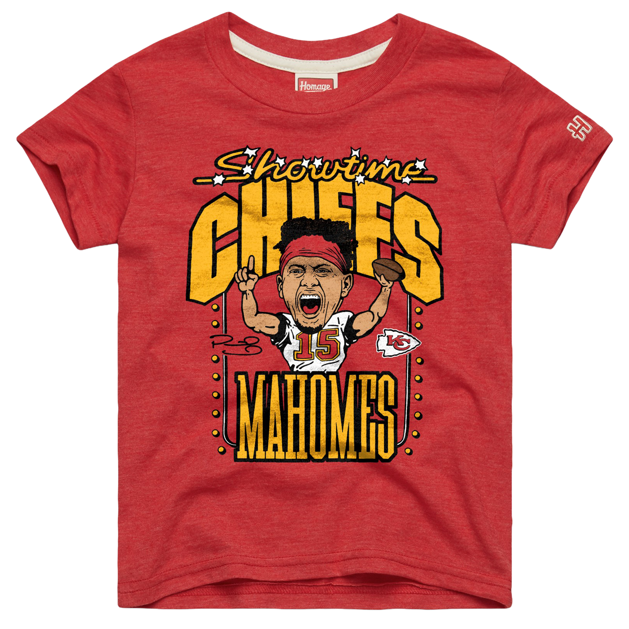 Youth Homage Patrick Mahomes Red Kansas City Chiefs Caricature Tri-Blend T-Shirt