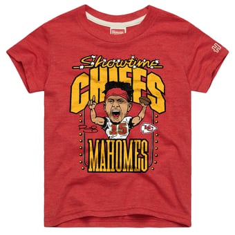 Youth Homage Patrick Mahomes Red Kansas City Chiefs Caricature T-Shirt