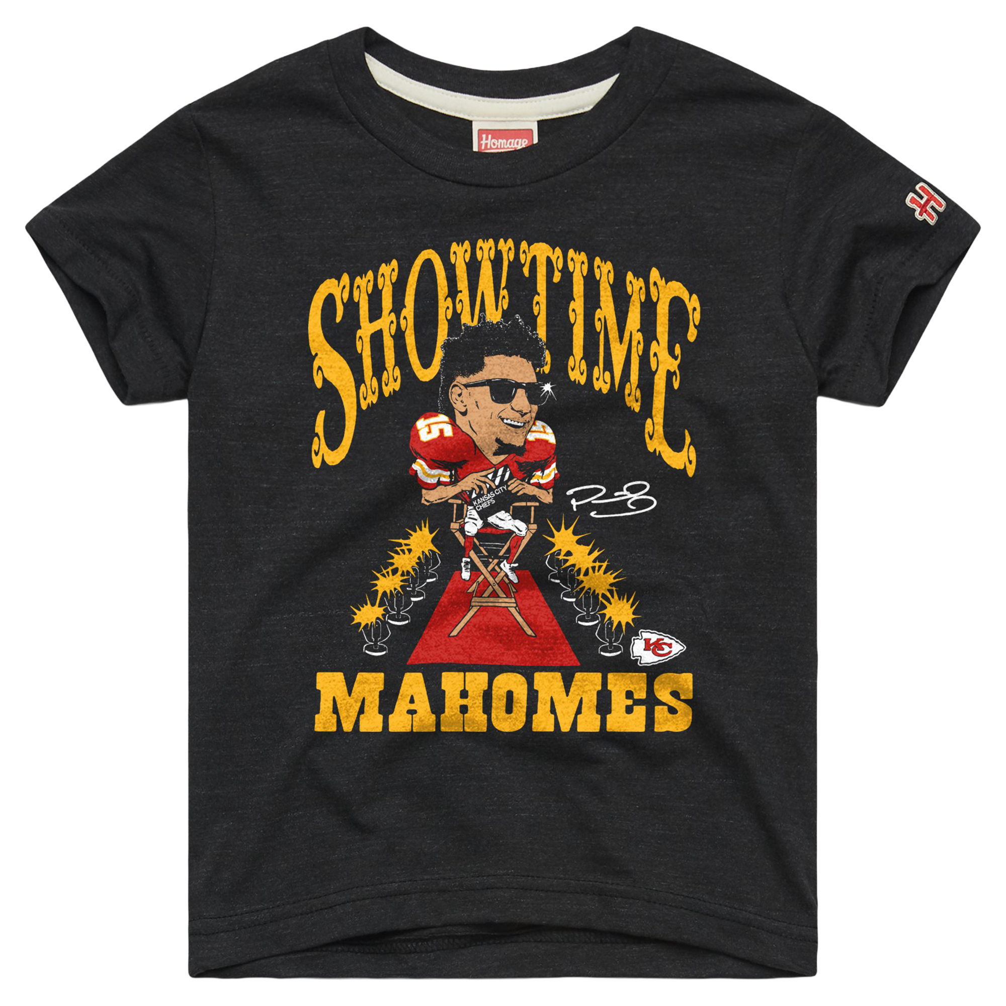 Youth Homage Patrick Mahomes Charcoal Kansas City Chiefs Caricature Tri-Blend T-Shirt