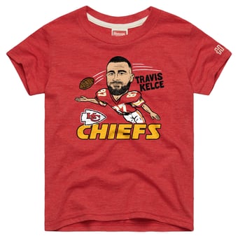 Youth Homage Travis Kelce Red Kansas City Chiefs Caricature T-Shirt