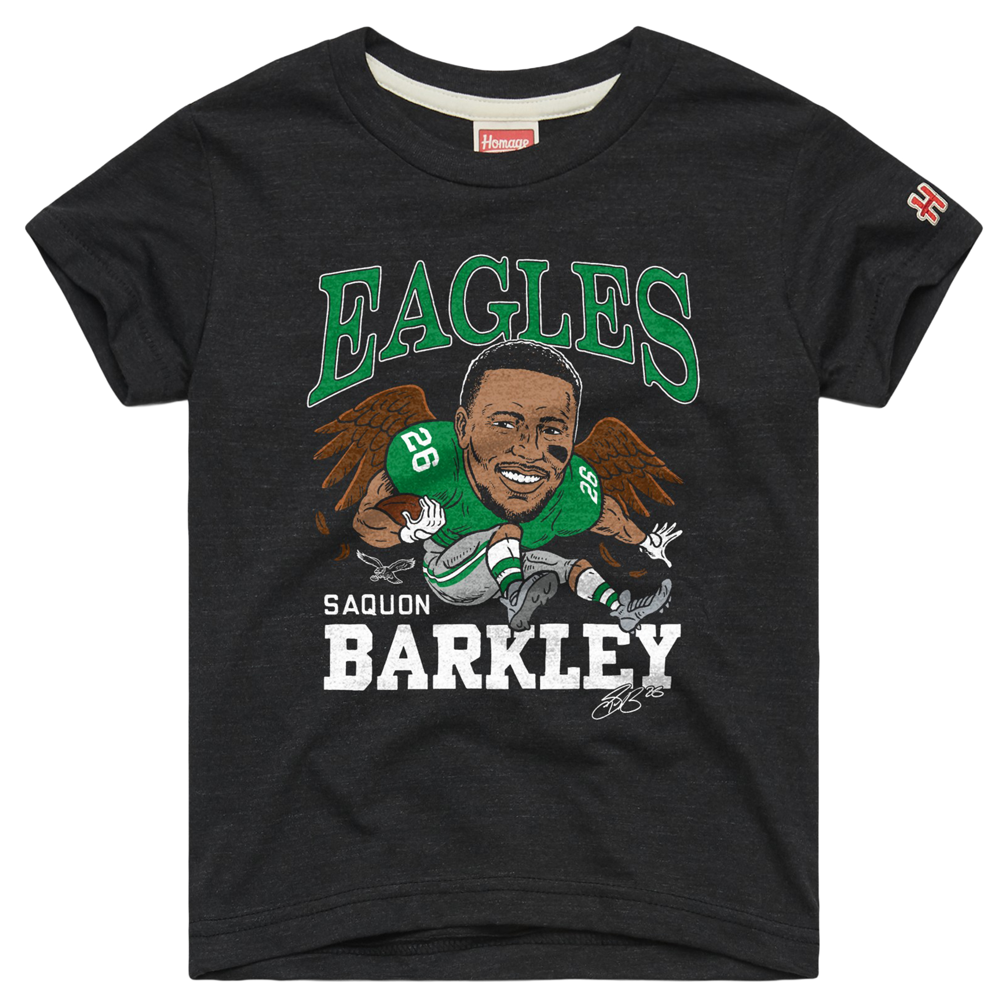 Youth Homage Saquon Barkley Charcoal Philadelphia Eagles Caricature T-Shirt