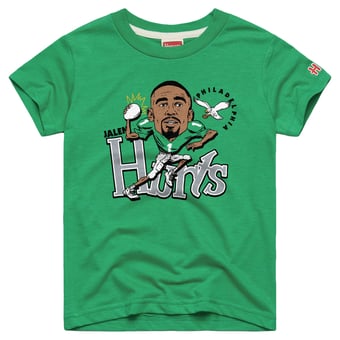 Youth Homage Jalen Hurts Kelly Green Philadelphia Eagles Caricature T-Shirt