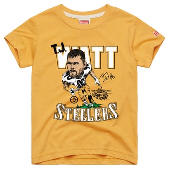 Youth Homage T.J. Watt Gold Pittsburgh Steelers Caricature T-Shirt