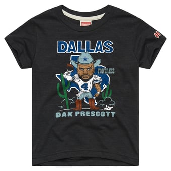 Youth Homage Dak Prescott Charcoal Dallas Cowboys Caricature T-Shirt