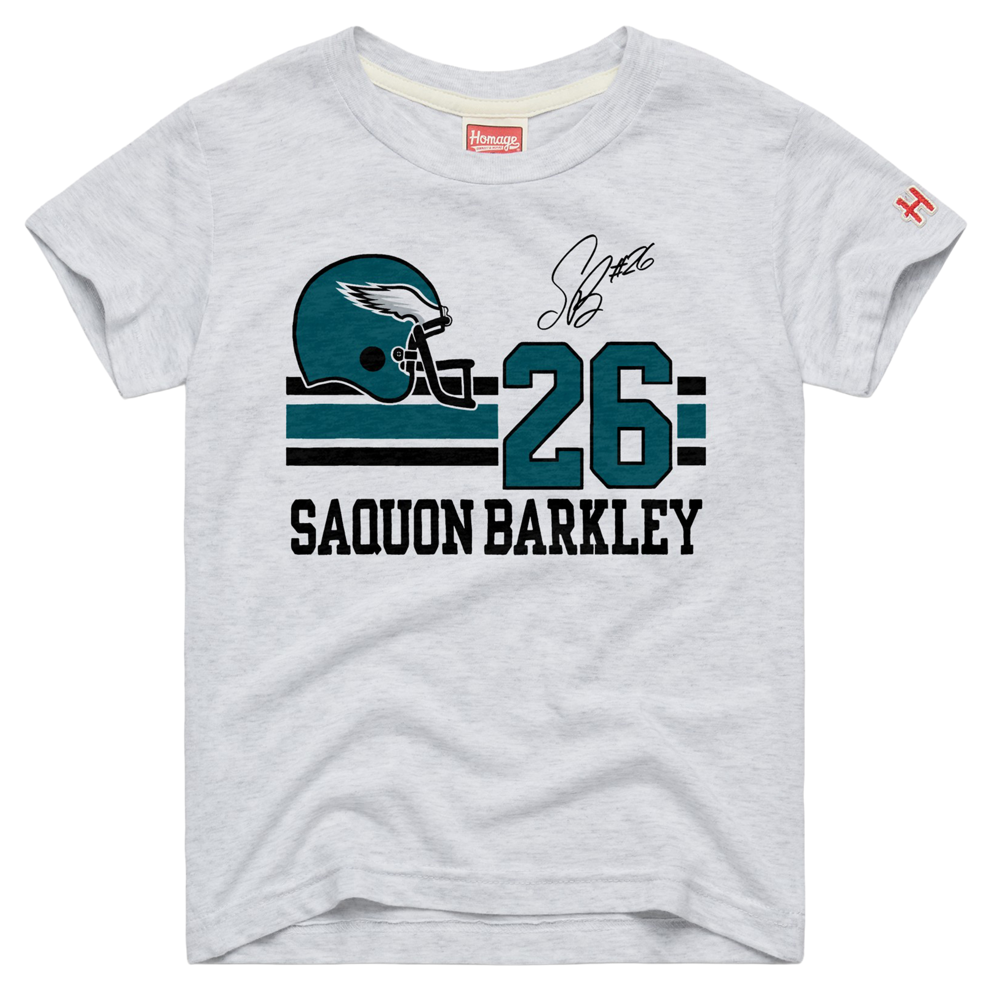 Youth Homage Saquon Barkley Ash Philadelphia Eagles Remix Signature Tri-Blend T-Shirt