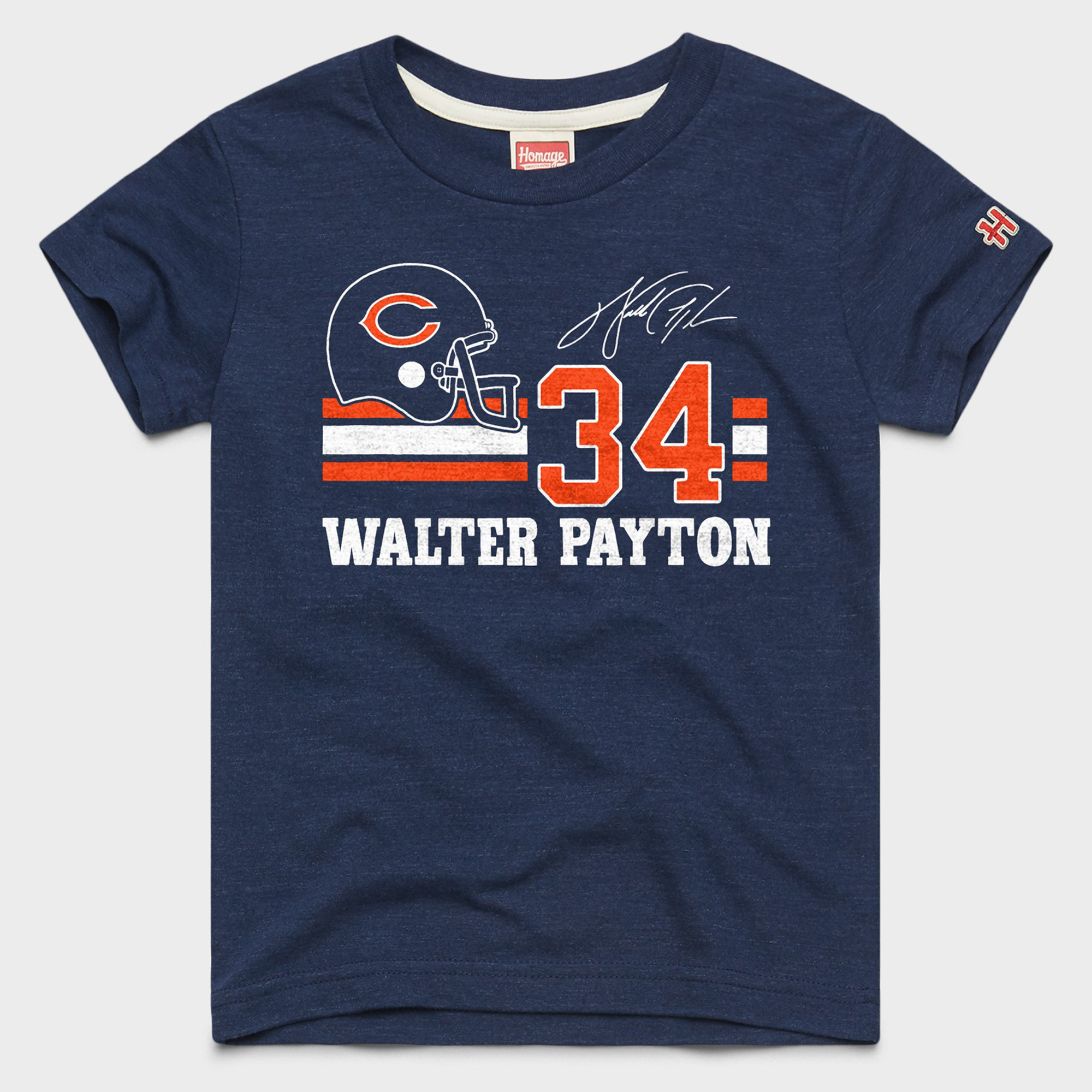 Youth Homage Walter Payton Navy Chicago Bears Remix Signature Tri-Blend T-Shirt
