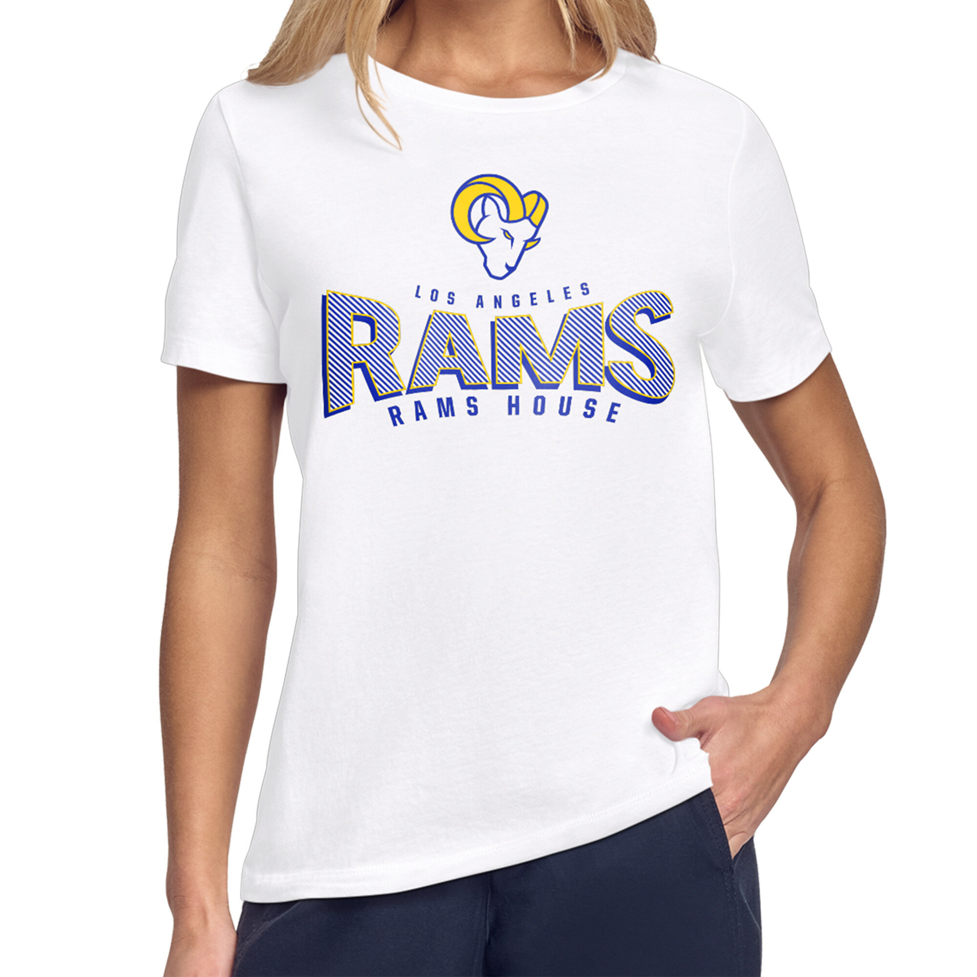 Women's Starter White Los Angeles Rams Under the Arch T-Shirt
