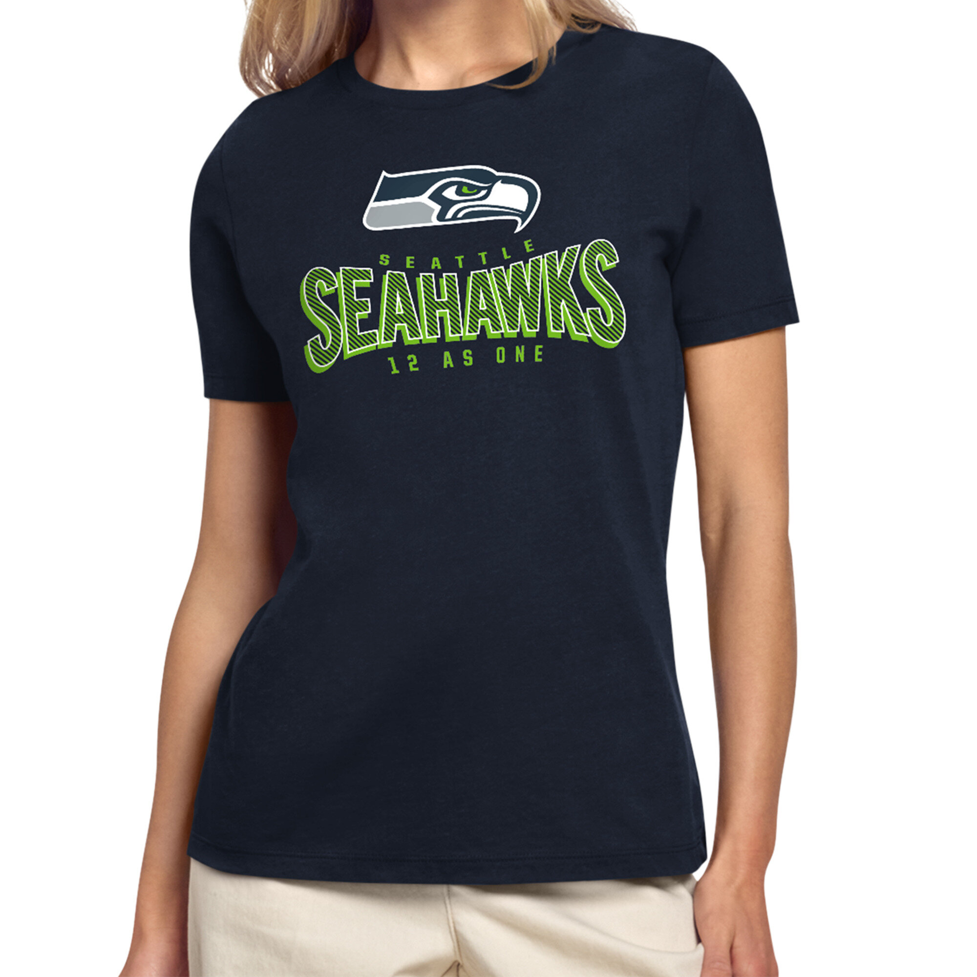 Women's Starter College Navy Seattle Seahawks Under the Arch T-Shirt