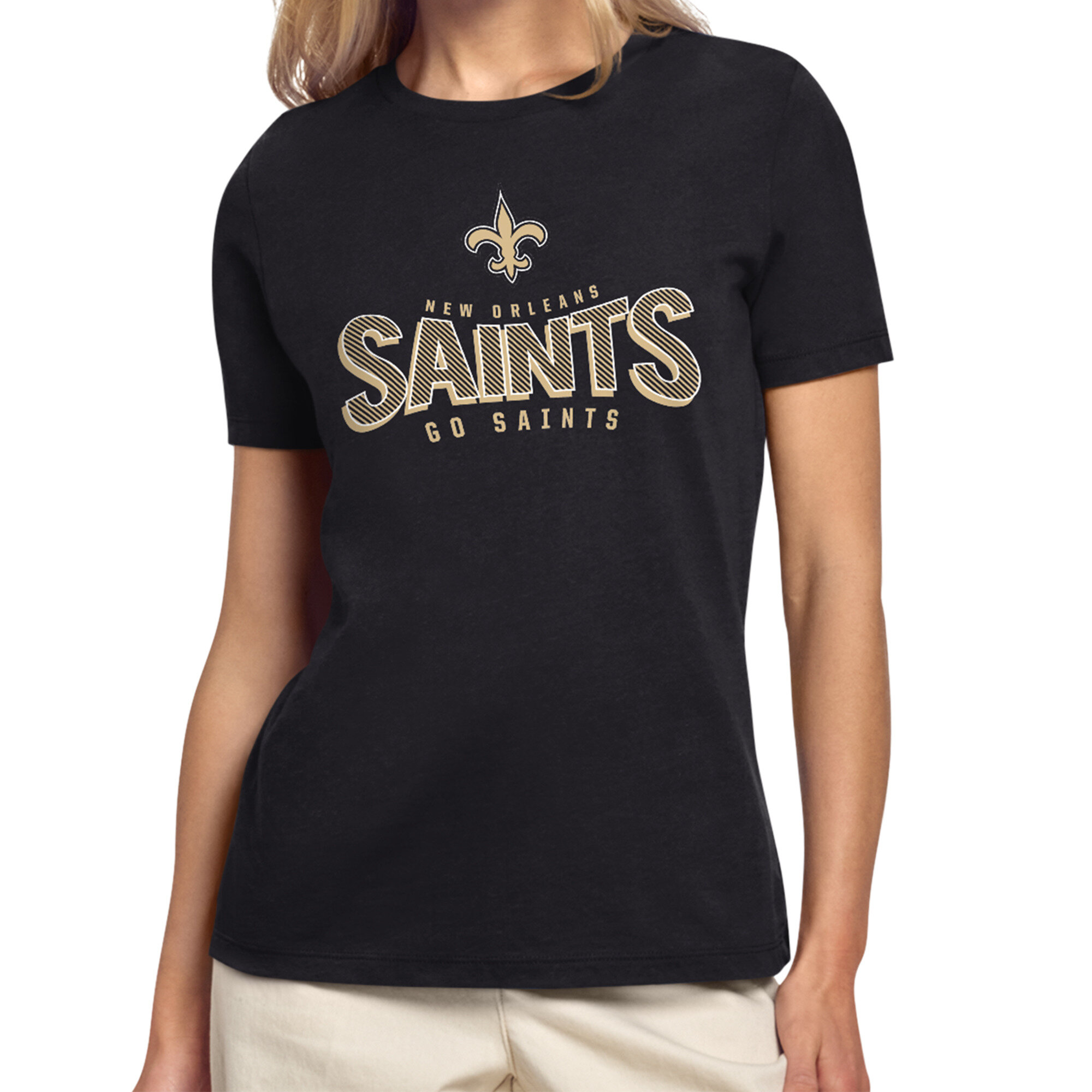 Women's Starter Black New Orleans Saints Under the Arch T-Shirt