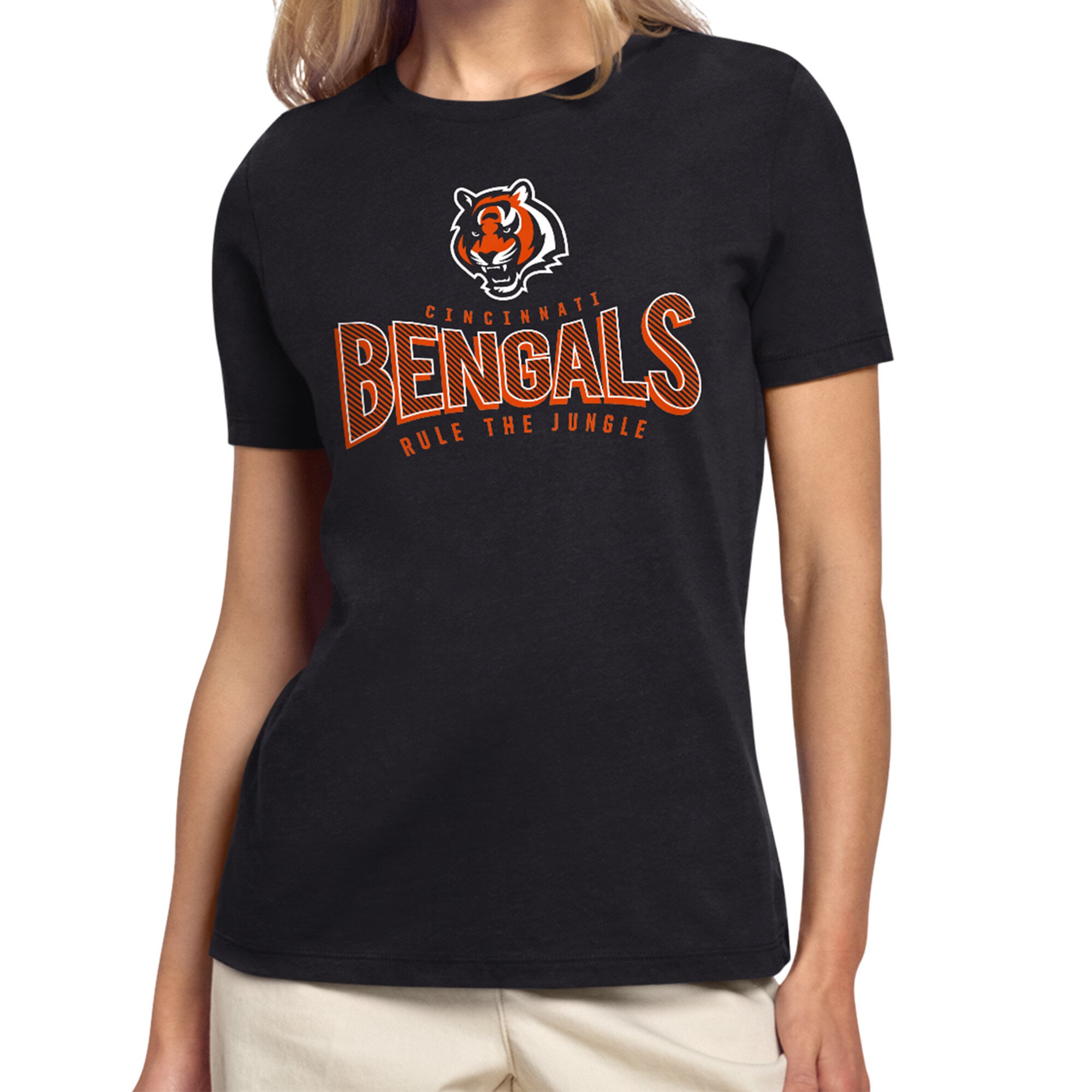 Women’s Starter Black Cincinnati Bengals Under the Arch T-Shirt Women’s Starter Black Cincinnati Bengals Under the Arch T-Shirt