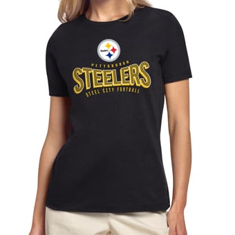 Women's Starter Black Pittsburgh Steelers Under the Arch T-Shirt