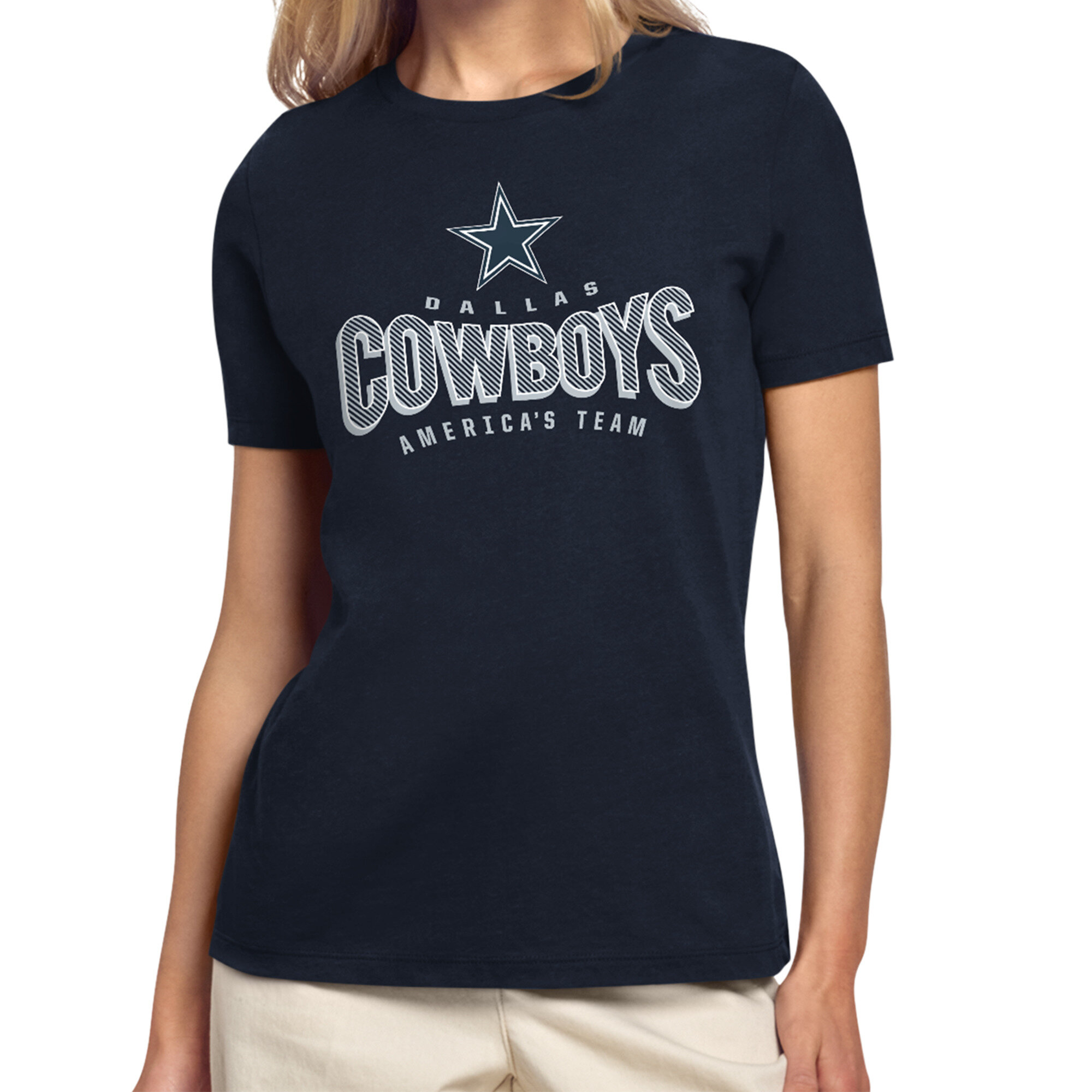 Women's Starter Navy Dallas Cowboys Under the Arch T-Shirt