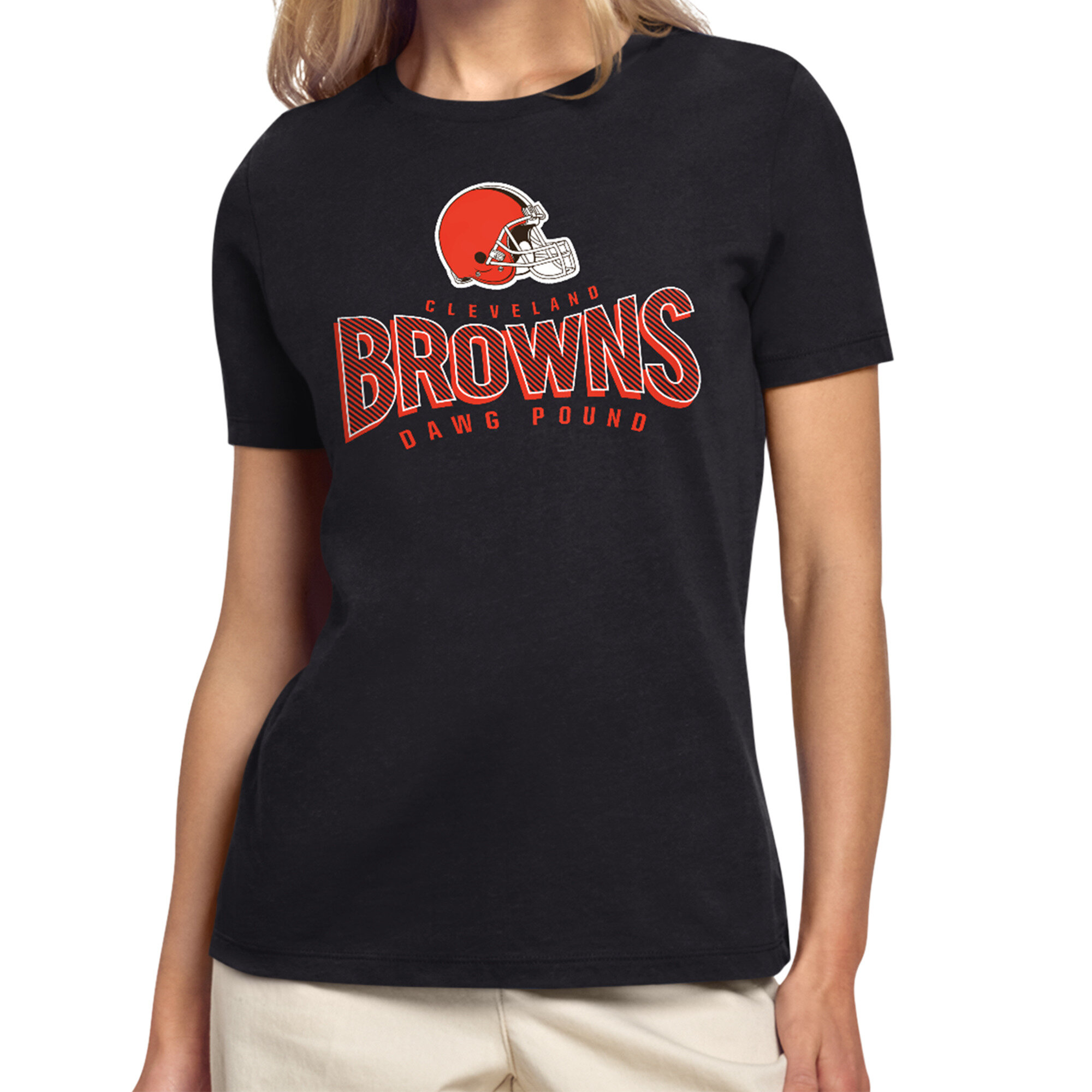Women's Starter Black Cleveland Browns Under the Arch T-Shirt
