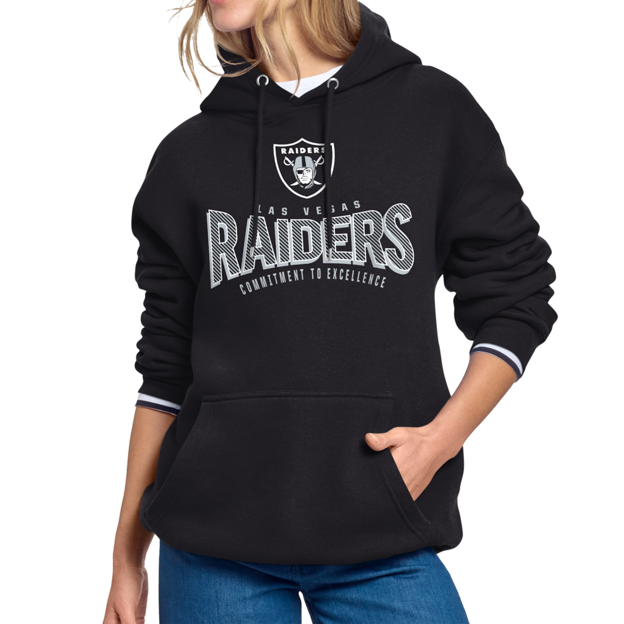 Women's Starter Black Las Vegas Raiders Under the Arch Hoodie