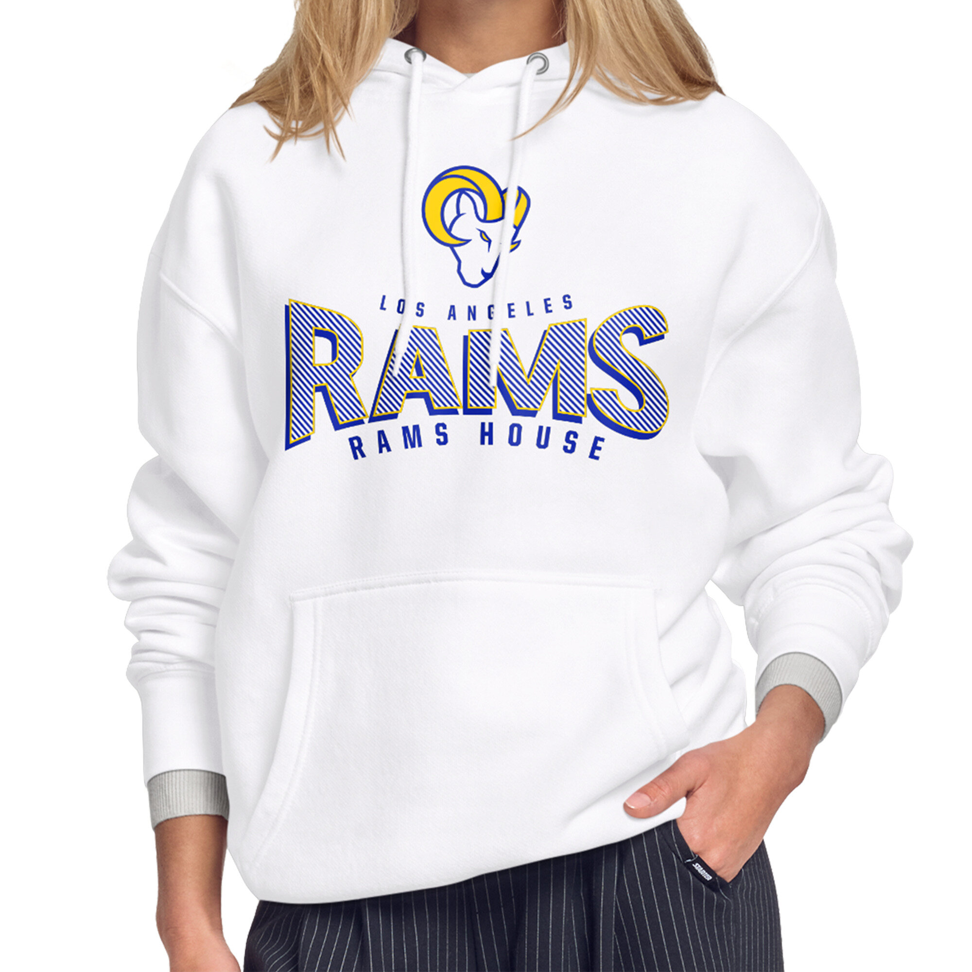 Women's Starter White Los Angeles Rams Under the Arch Hoodie