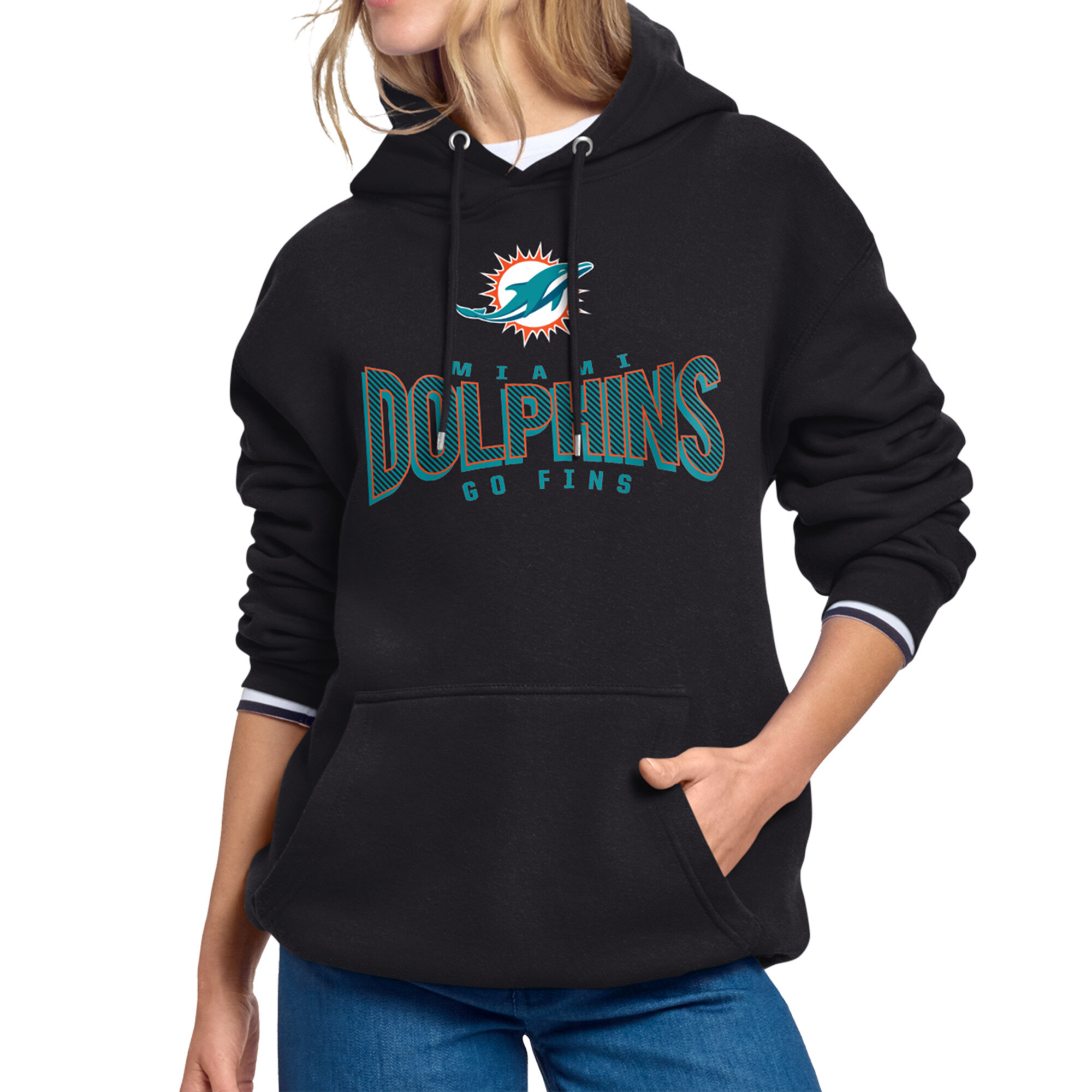 Women's Starter Black Miami Dolphins Under the Arch Hoodie