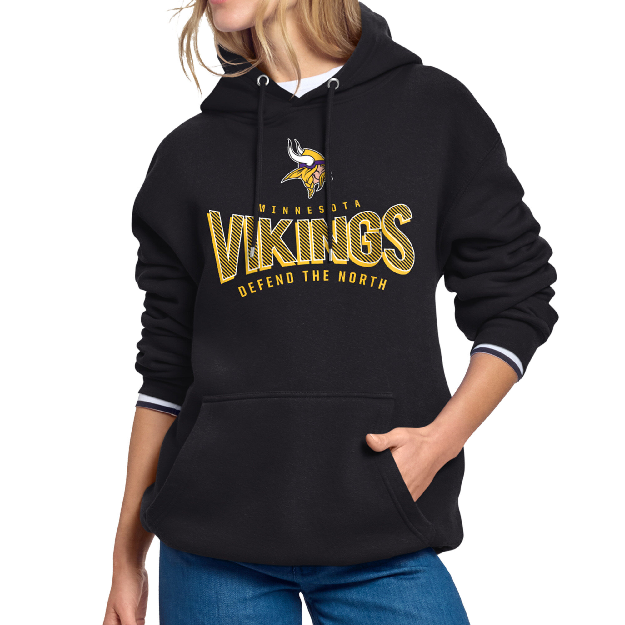 Women's Starter Black Minnesota Vikings Under the Arch Hoodie