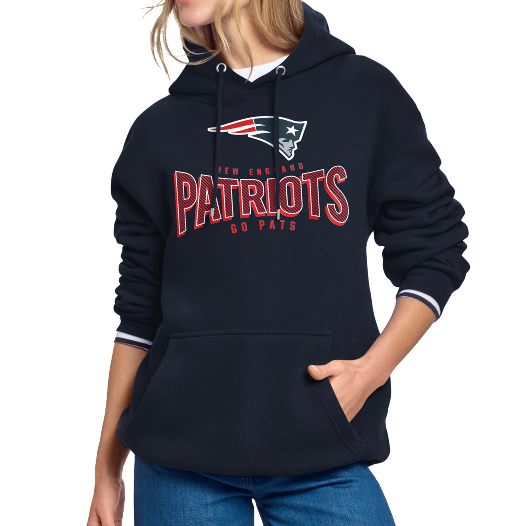 Women’s Starter Navy New England Patriots Under the Arch Hoodie Women’s Starter Navy New England Patriots Under the Arch Hoodie