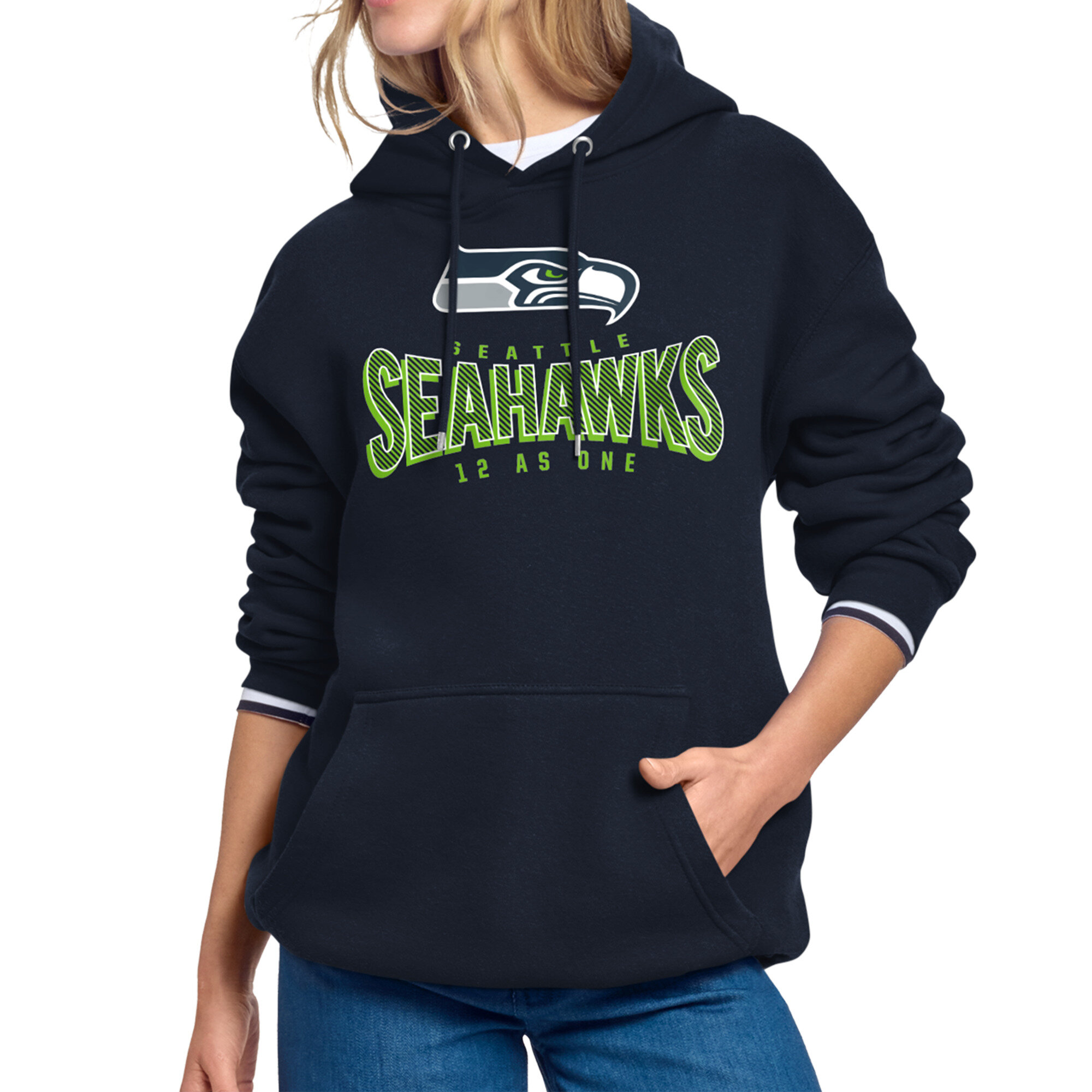 Women's Starter Navy Seattle Seahawks Under the Arch Hoodie