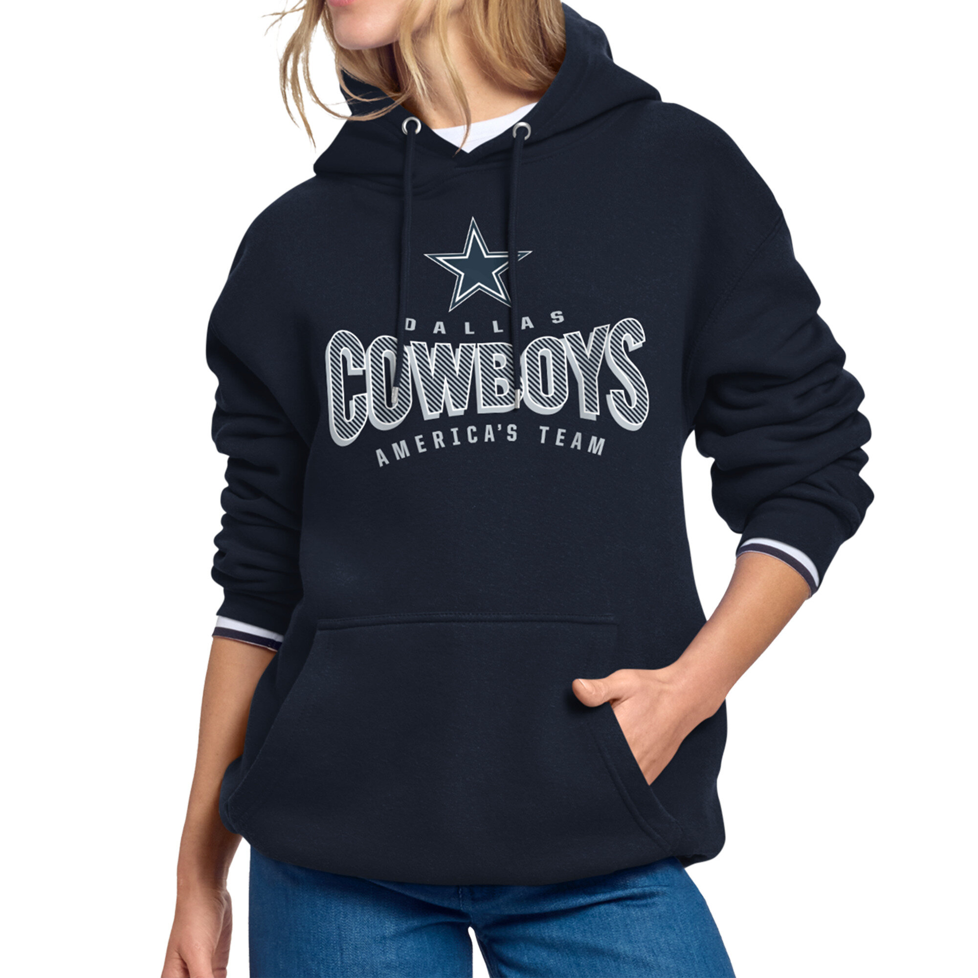 Women's Starter Navy Dallas Cowboys Under the Arch Hoodie