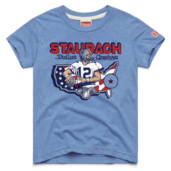 Youth Homage Roger Staubach Dallas Cowboys Light Blue Retired Greats T-Shirt