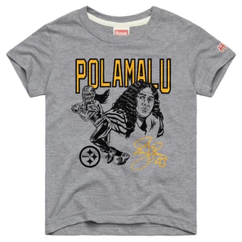 Youth Homage Troy Polamalu Pittsburgh Steelers Gray Retired Greats T-Shirt