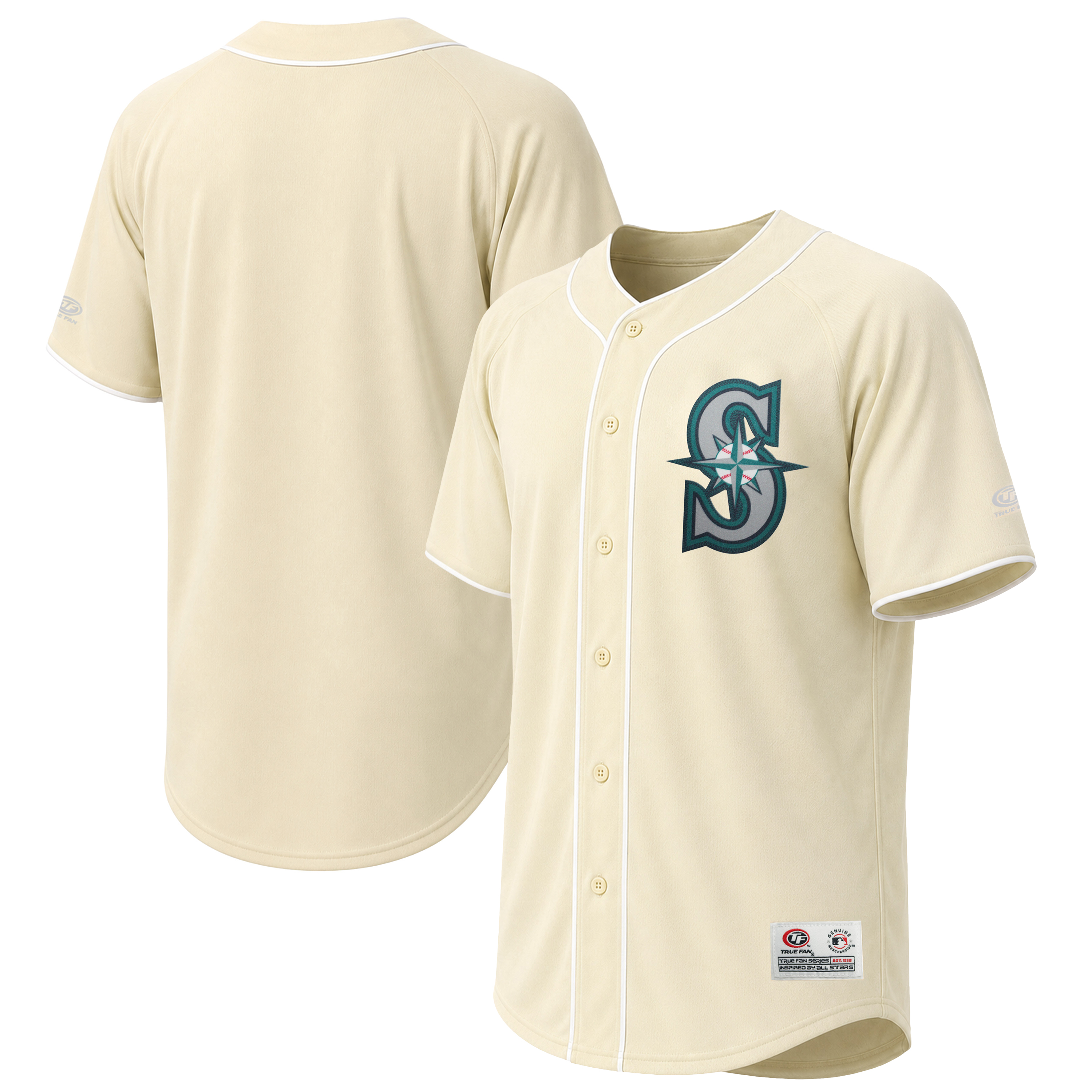 Men's Stitches Cream Seattle Mariners Fashion Jersey