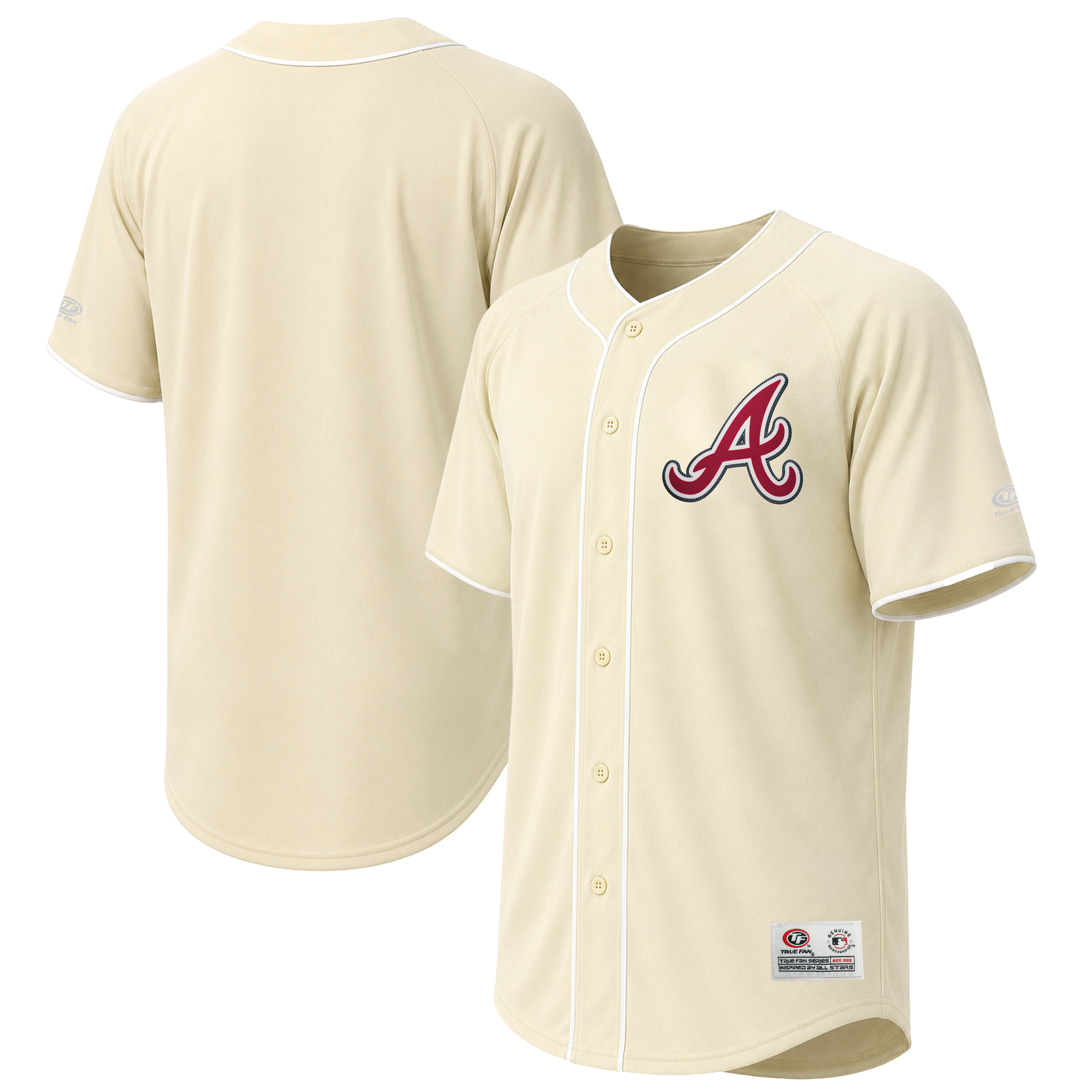 Men's Stitches Cream Atlanta Braves Fashion Jersey