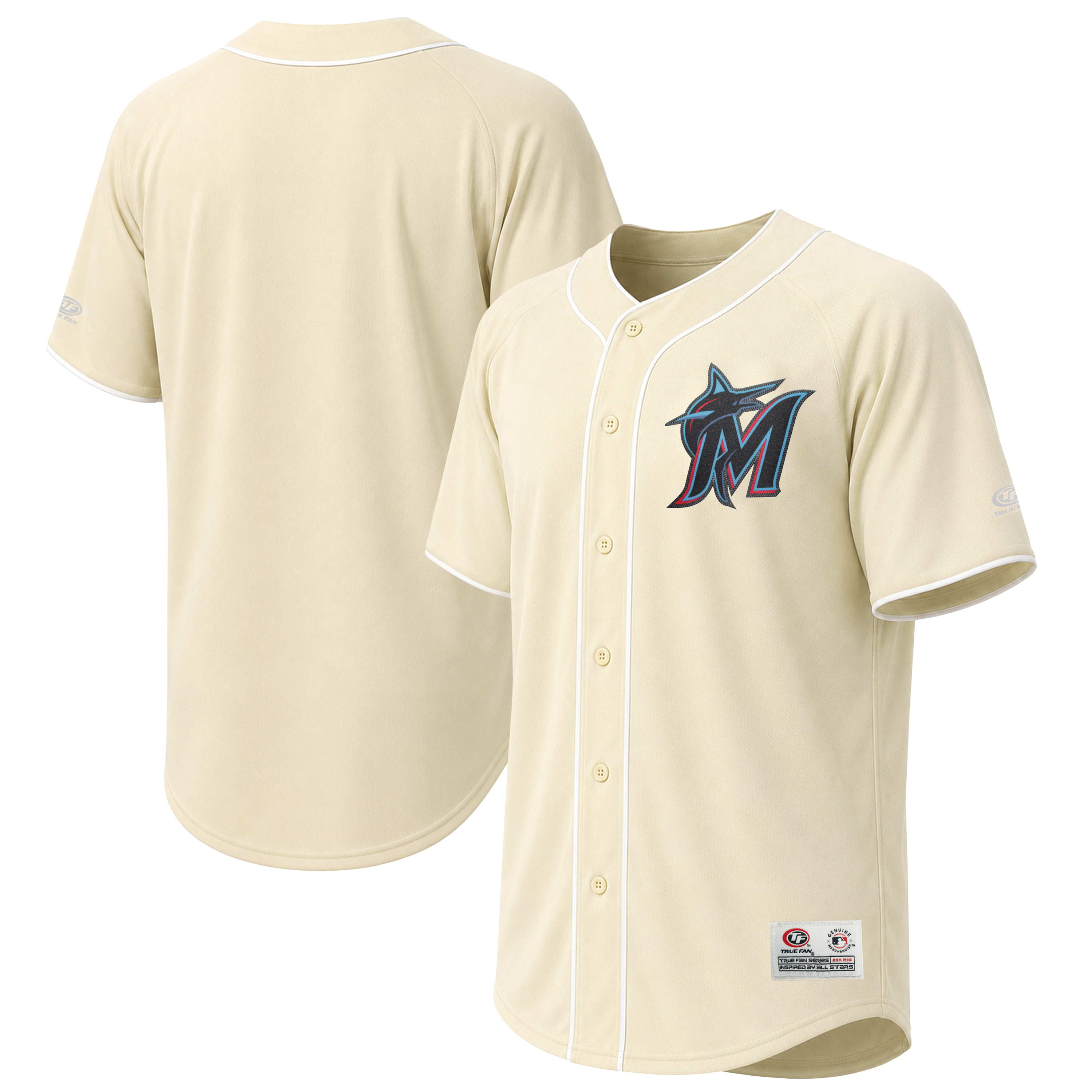 Men's Stitches Cream Miami Marlins Fashion Jersey