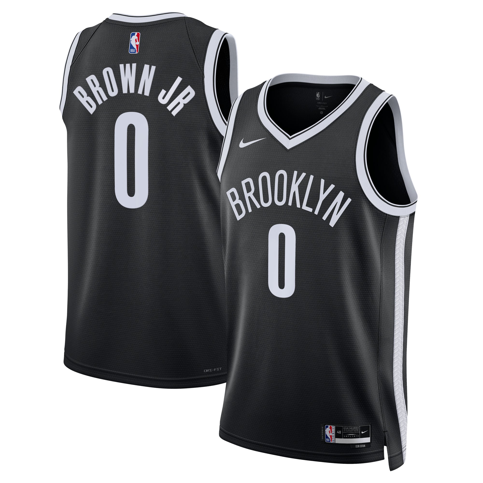 Camiseta Nike Icon Swingman de los Brooklyn Nets - Negra - Mikel Brown Jr. - Unisex