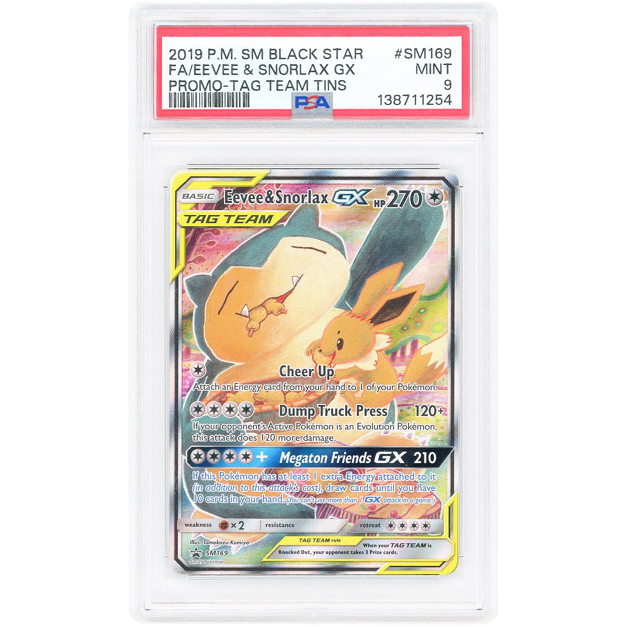 Eevee & Snorlax GX 2019 Pokemon Sun & Moon Promo #SM169 PSA Authenticated 9 Card
