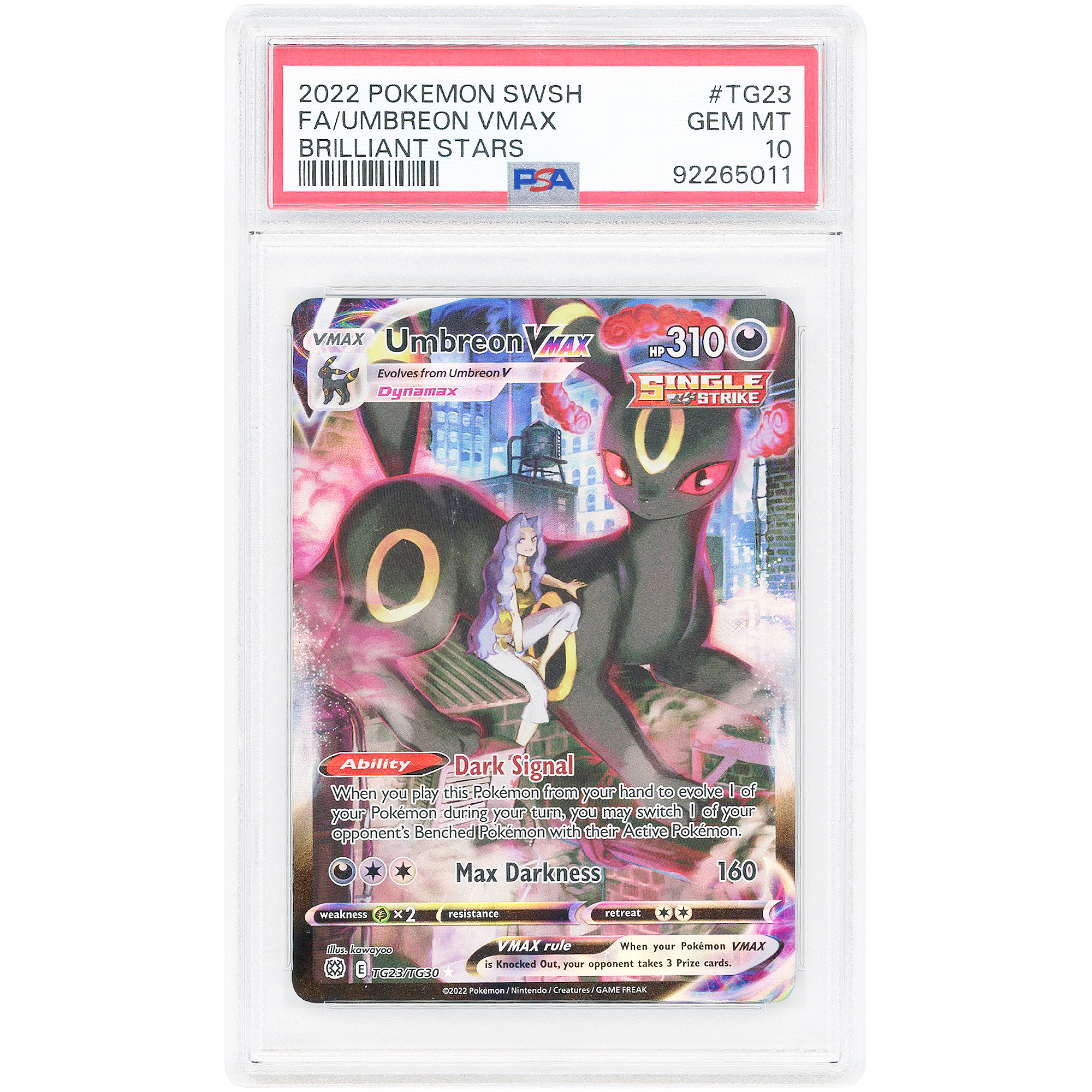 Umbreon VMAX 2022 Pokemon Brilliant Stars Trainer Gallery Ultra Rare #TG23 PSA Authenticated 10 Card