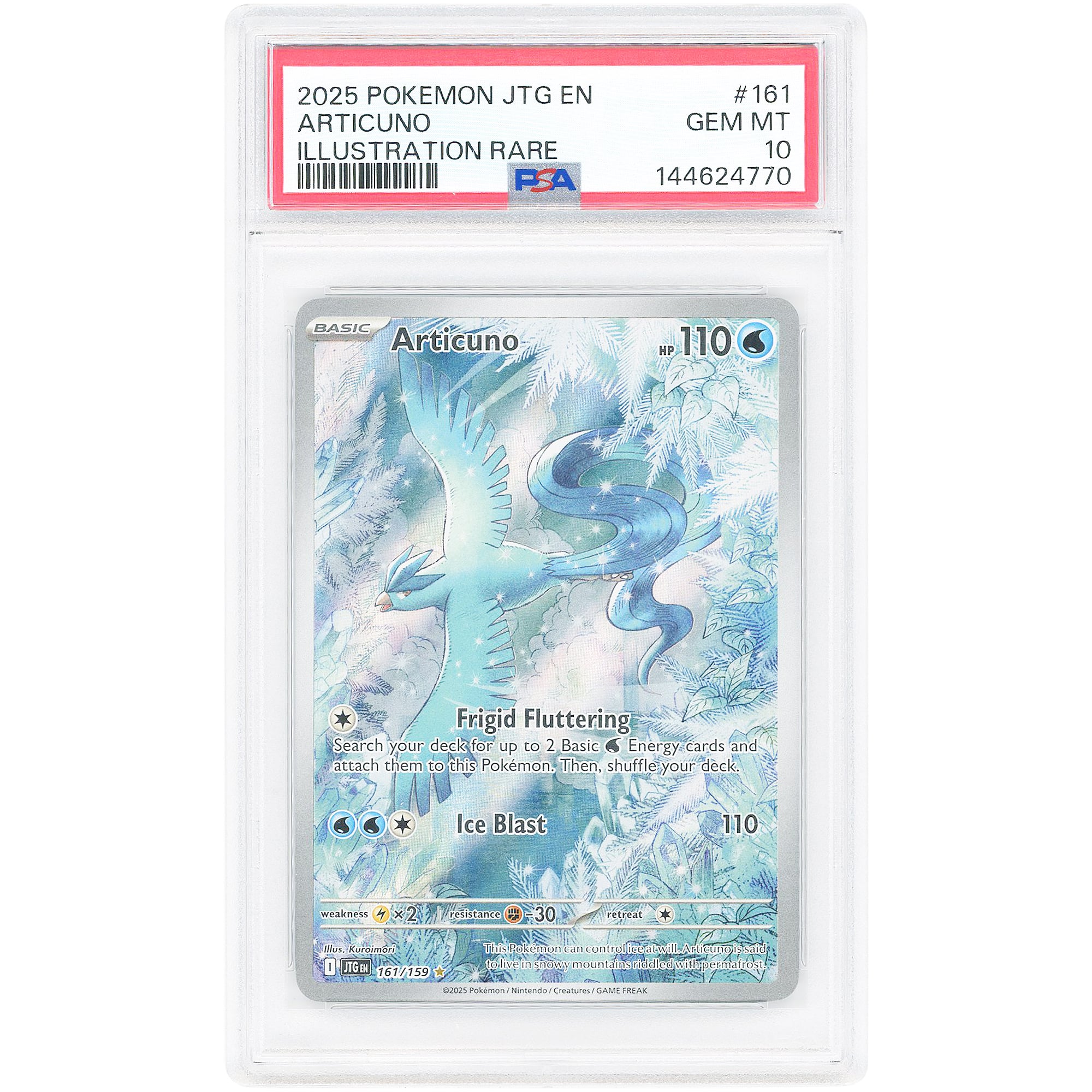 Articuno 2025 Pokemon Journey Together Illustration Rare #161 PSA Authenticated 10 Card