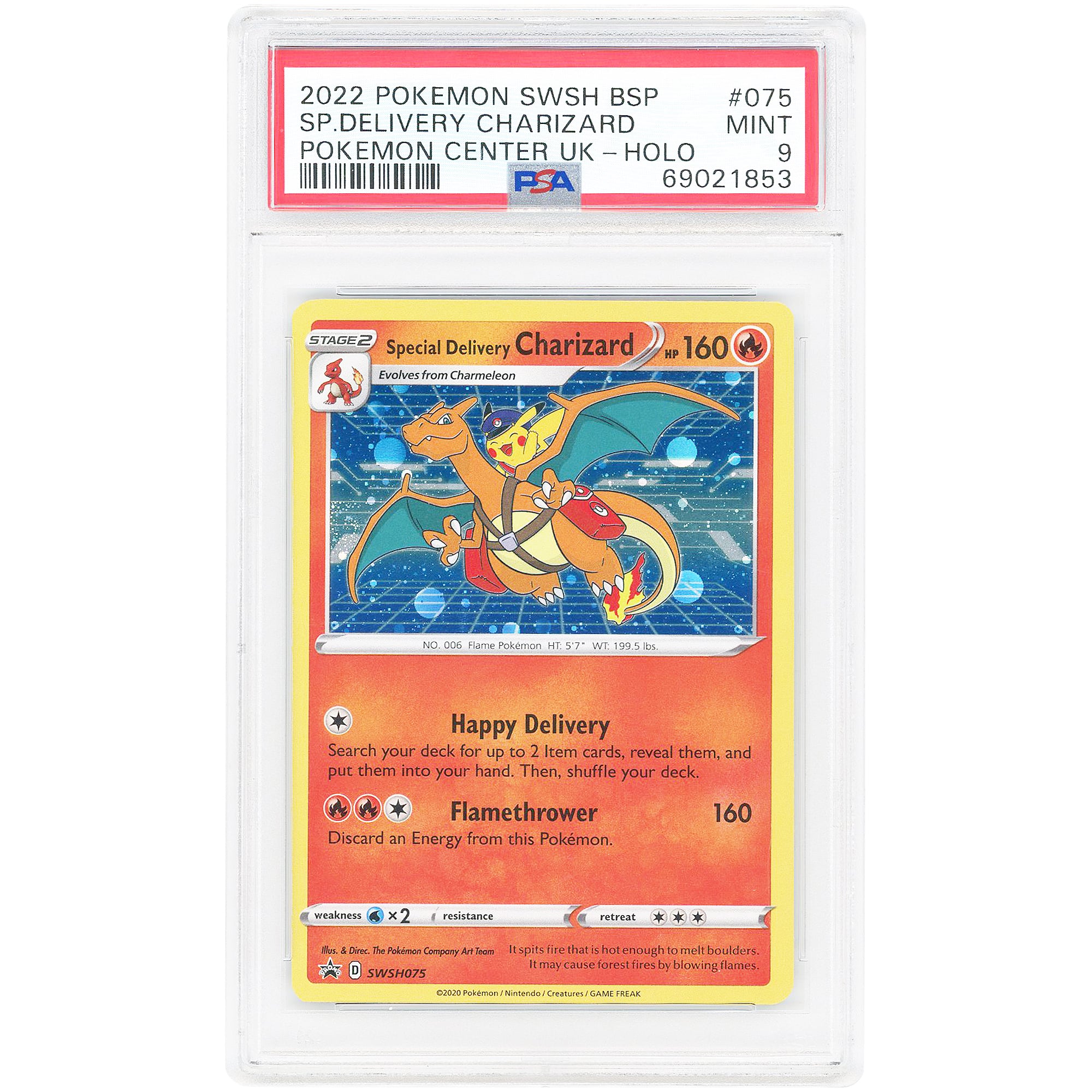 Special Delivery Charizard 2022 Pokemon Sword & Shield Promo #SWSH075 PSA Authenticated 9 Card