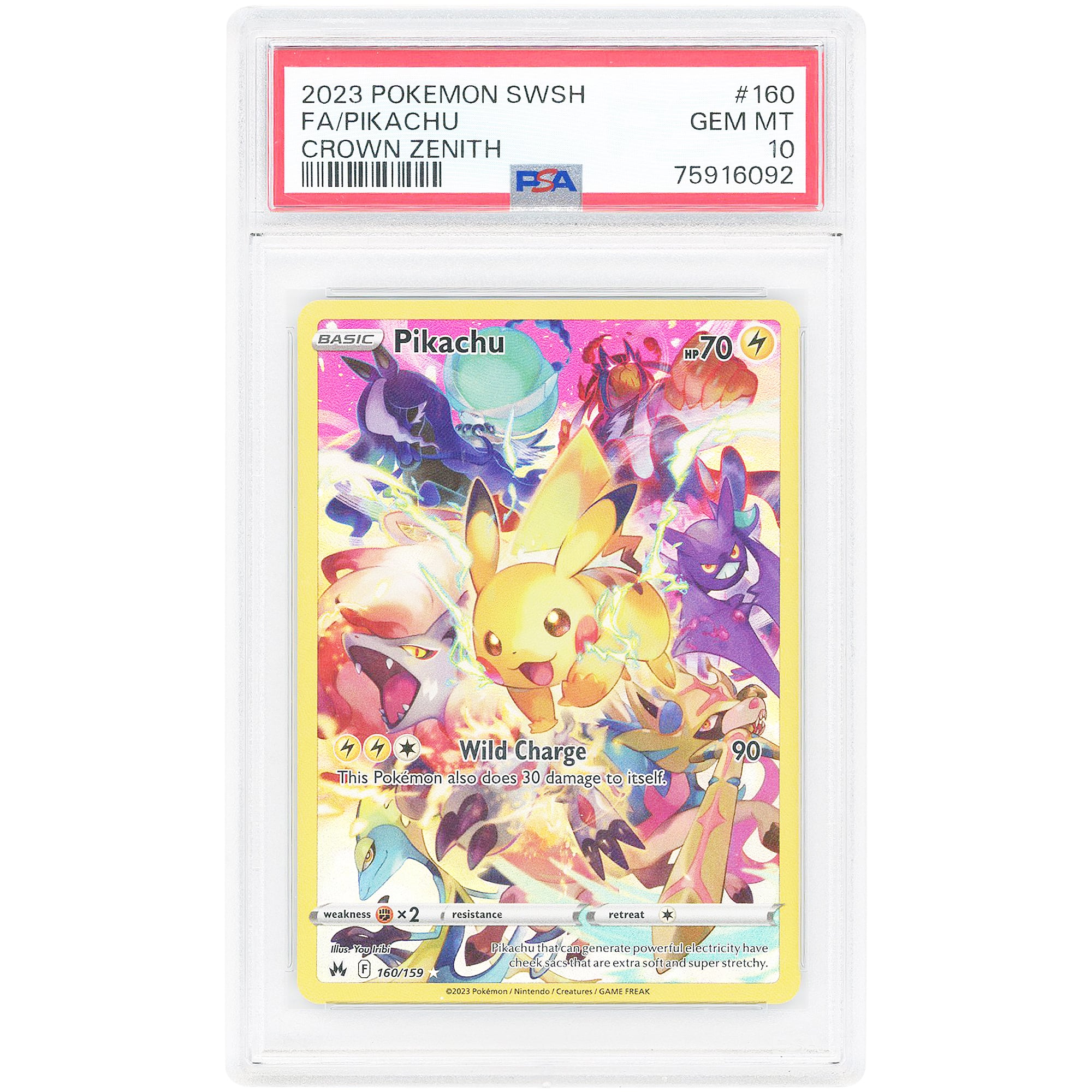 Pikachu 2023 Pokemon Crown Zenith Secret Rare #160 PSA Authenticated 10 Card