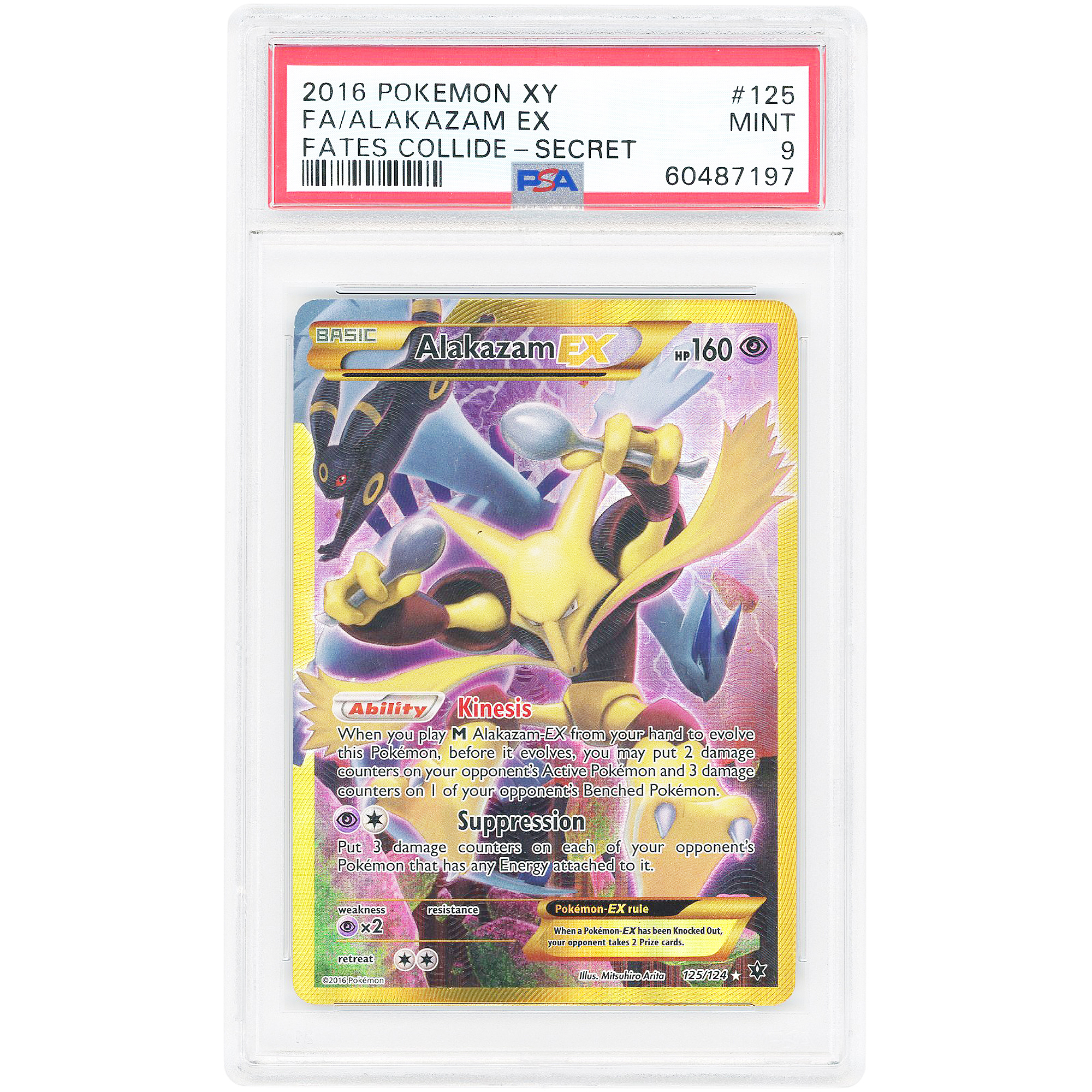 Alakazam EX 2016 Pokemon Fates Collide Secret Rare #125 PSA Authenticated 9 Card
