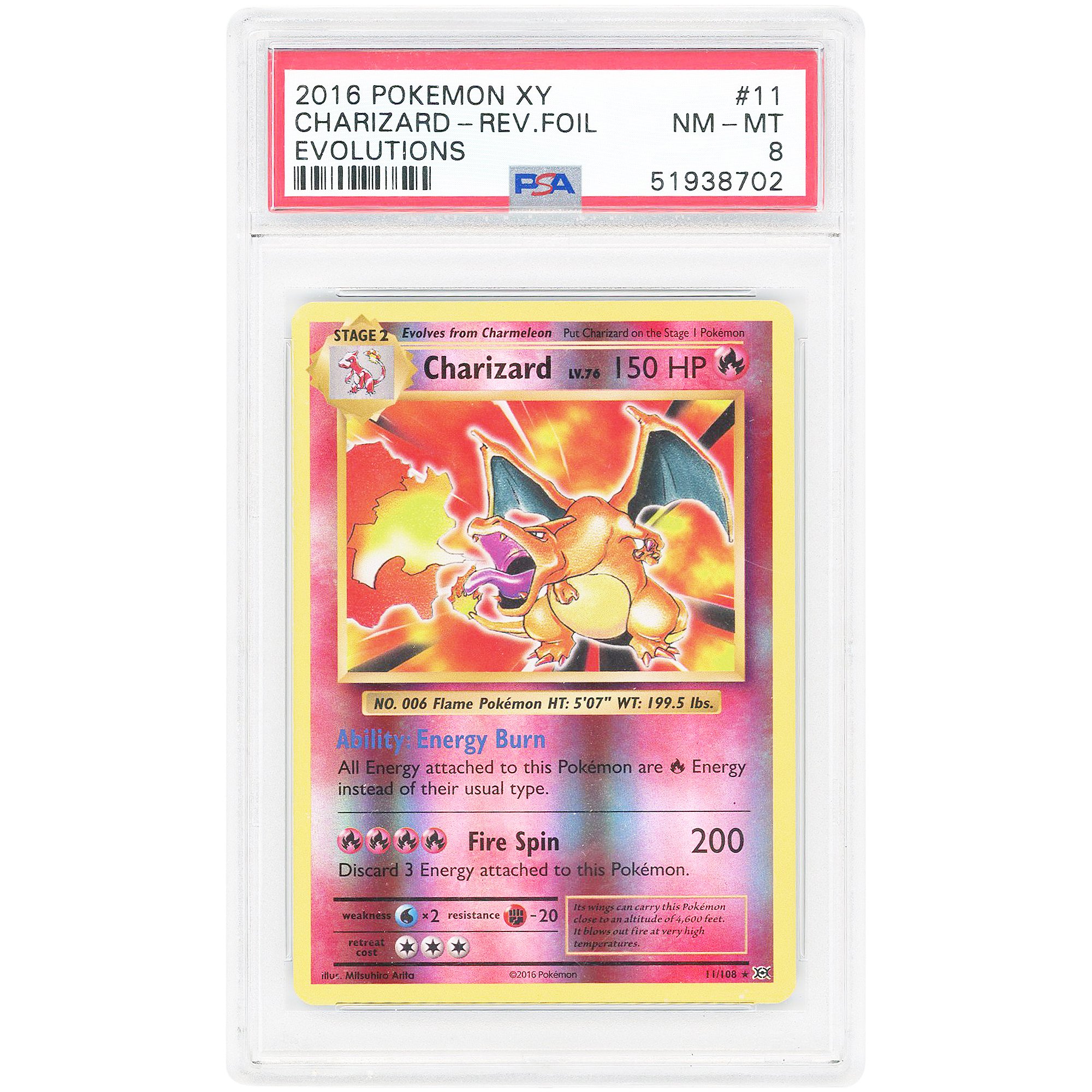 Charizard 2016 Pokemon Evolutions Holo Rare #11 PSA Authenticated 8 Card