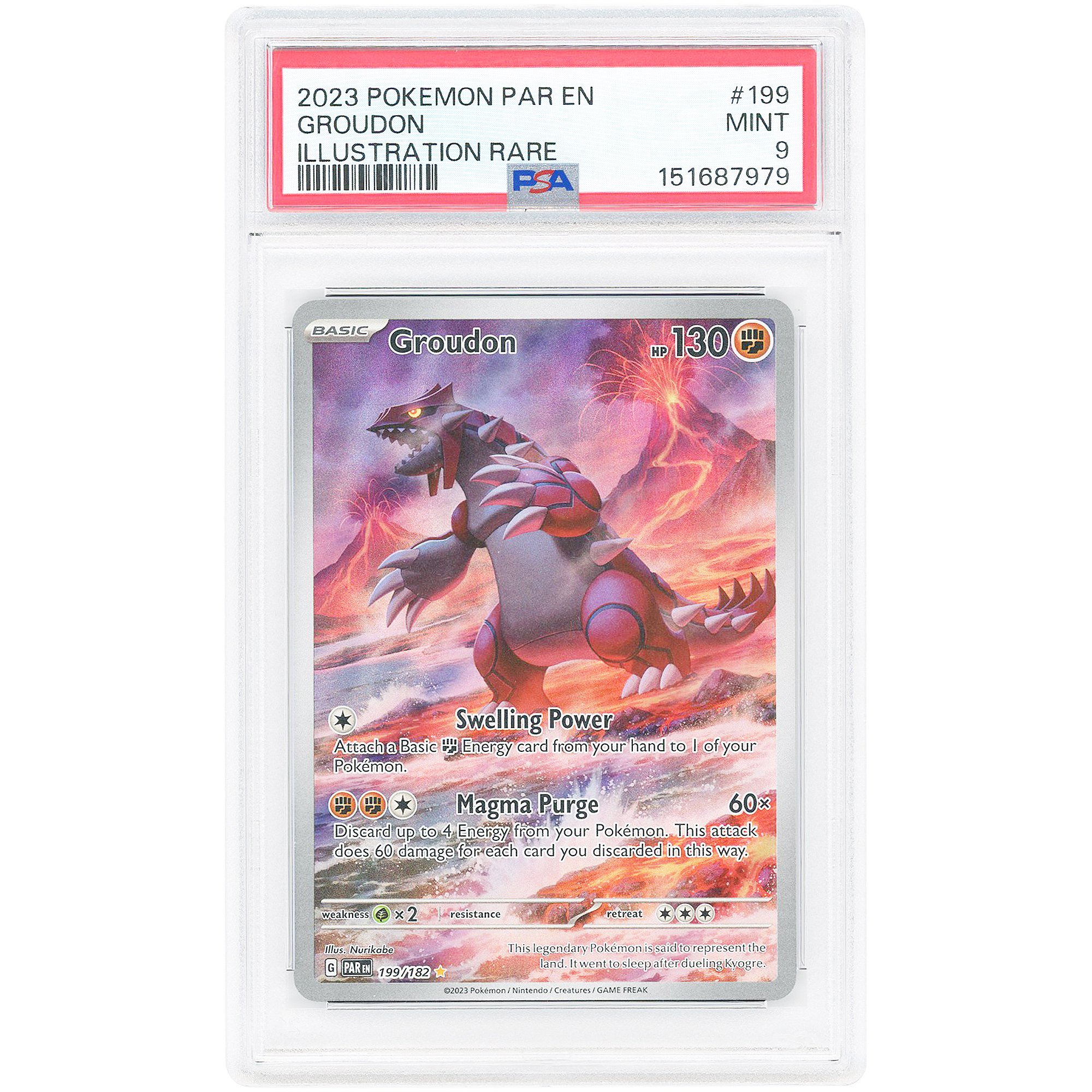 Groudon 2023 Pokemon Paradox Rift Illustration Rare #199 PSA Authenticated 9 Card