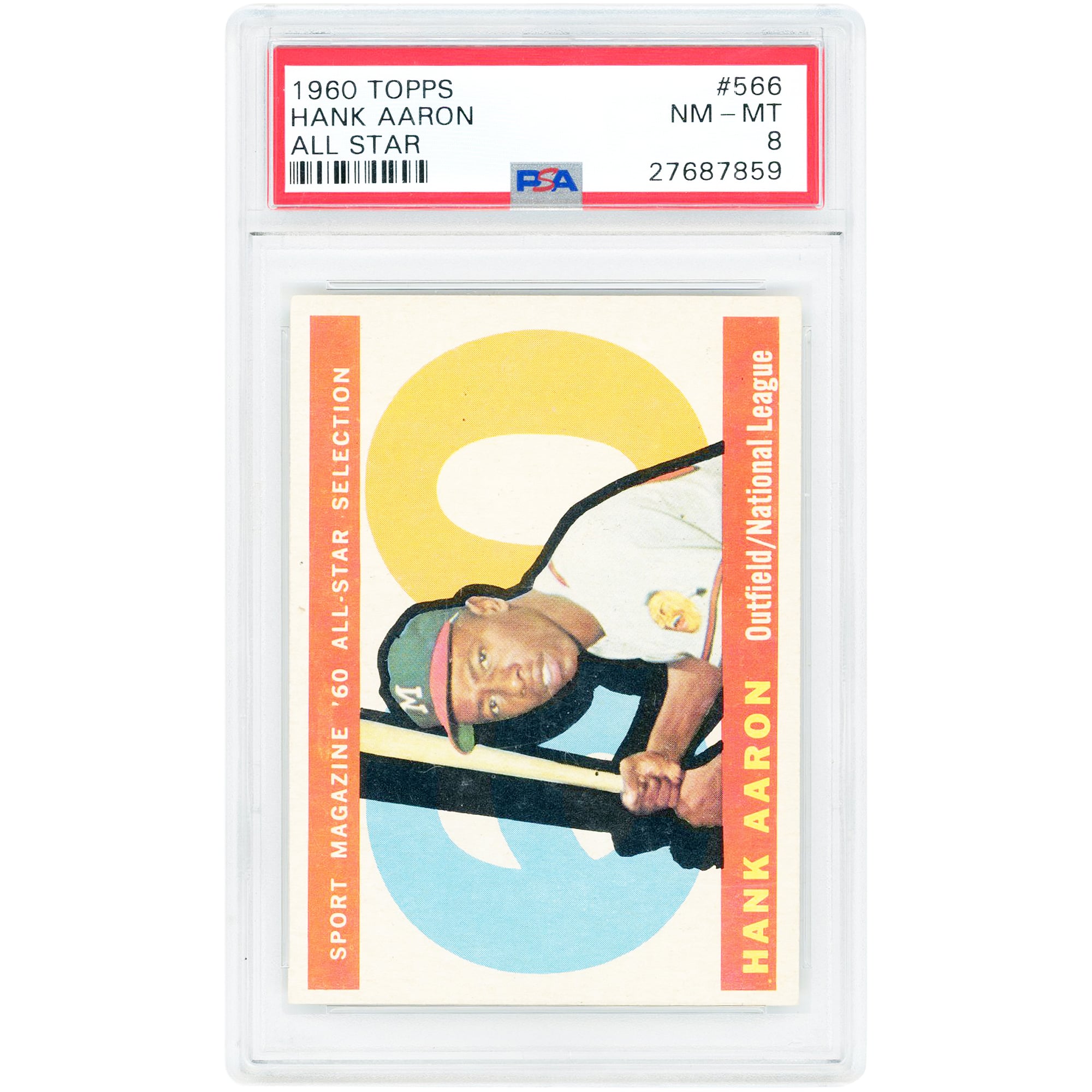 Hank Aaron Milwaukee Braves 1960 Topps #566 PSA Authenticated 8 Card