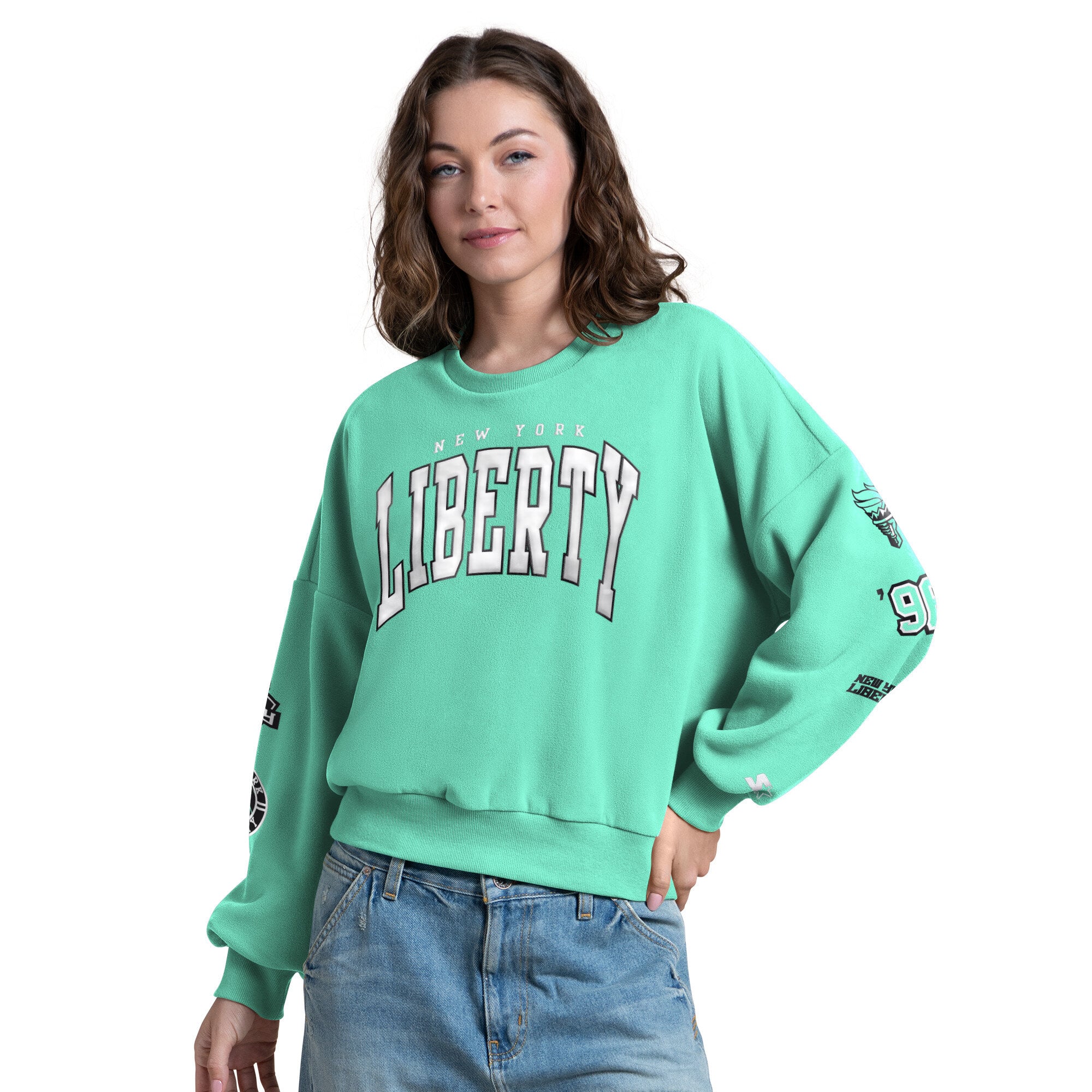 Starter Women's Mint New York Liberty Fan Catch Sweatshirt - Mint