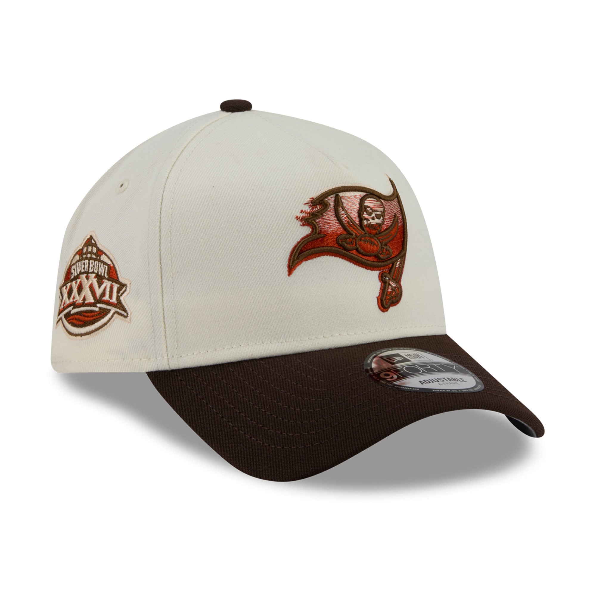 Men's New Era Cream/Brown Tampa Bay Buccaneers Pumpkin Spice A-Frame 9FORTY Adjustable Hat