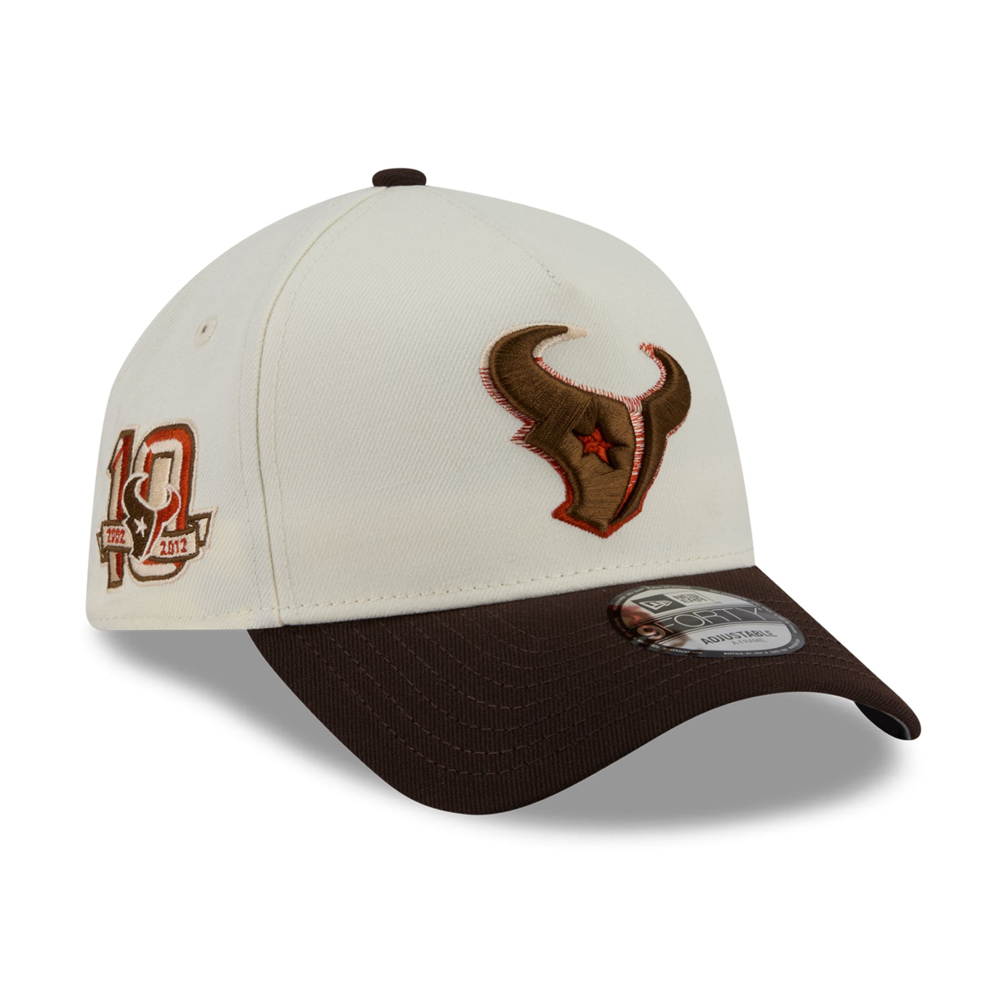 Men's New Era Cream/Brown Houston Texans Pumpkin Spice A-Frame 9FORTY Adjustable Hat