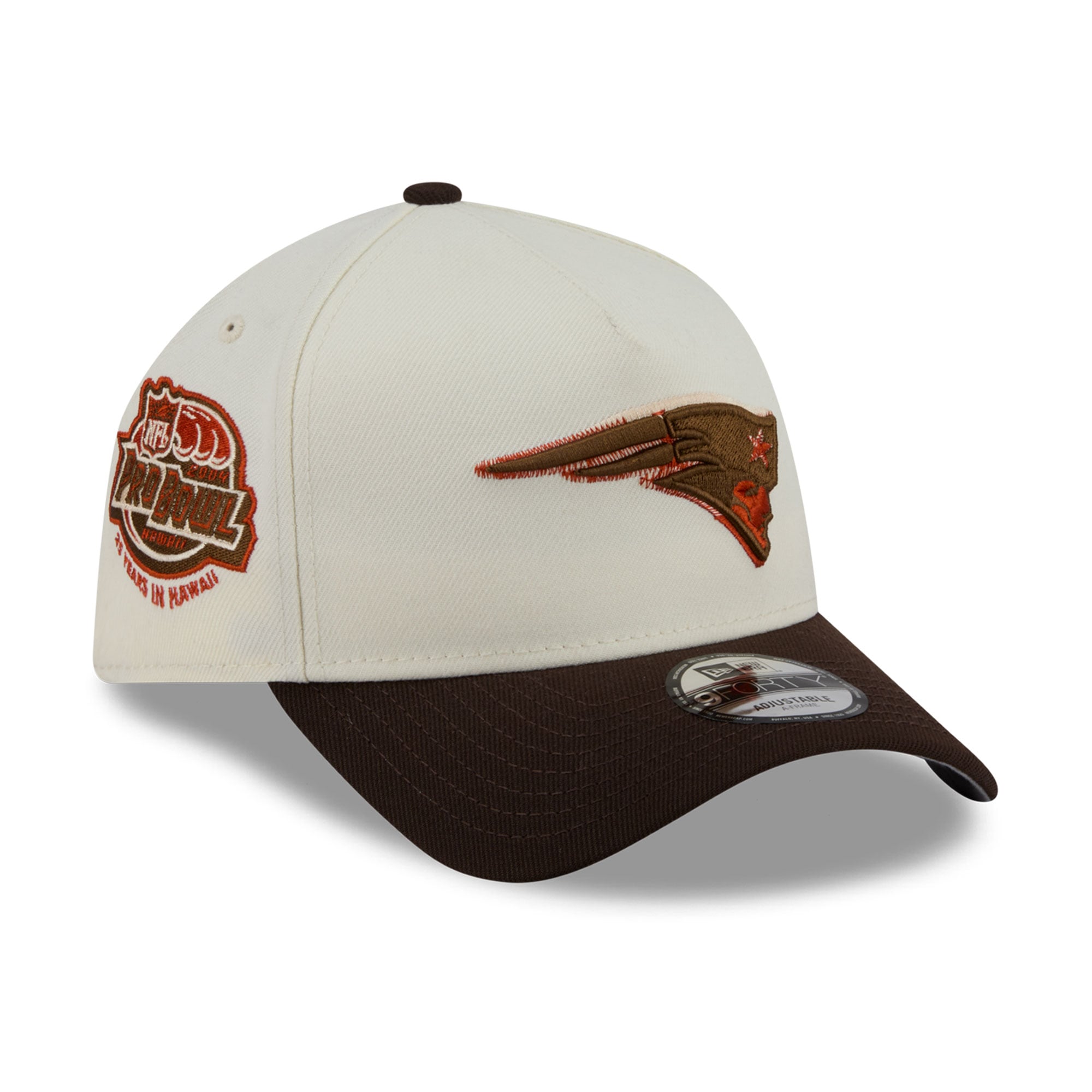 Men's New Era Cream/Brown New England Patriots Pumpkin Spice A-Frame 9FORTY Adjustable Hat