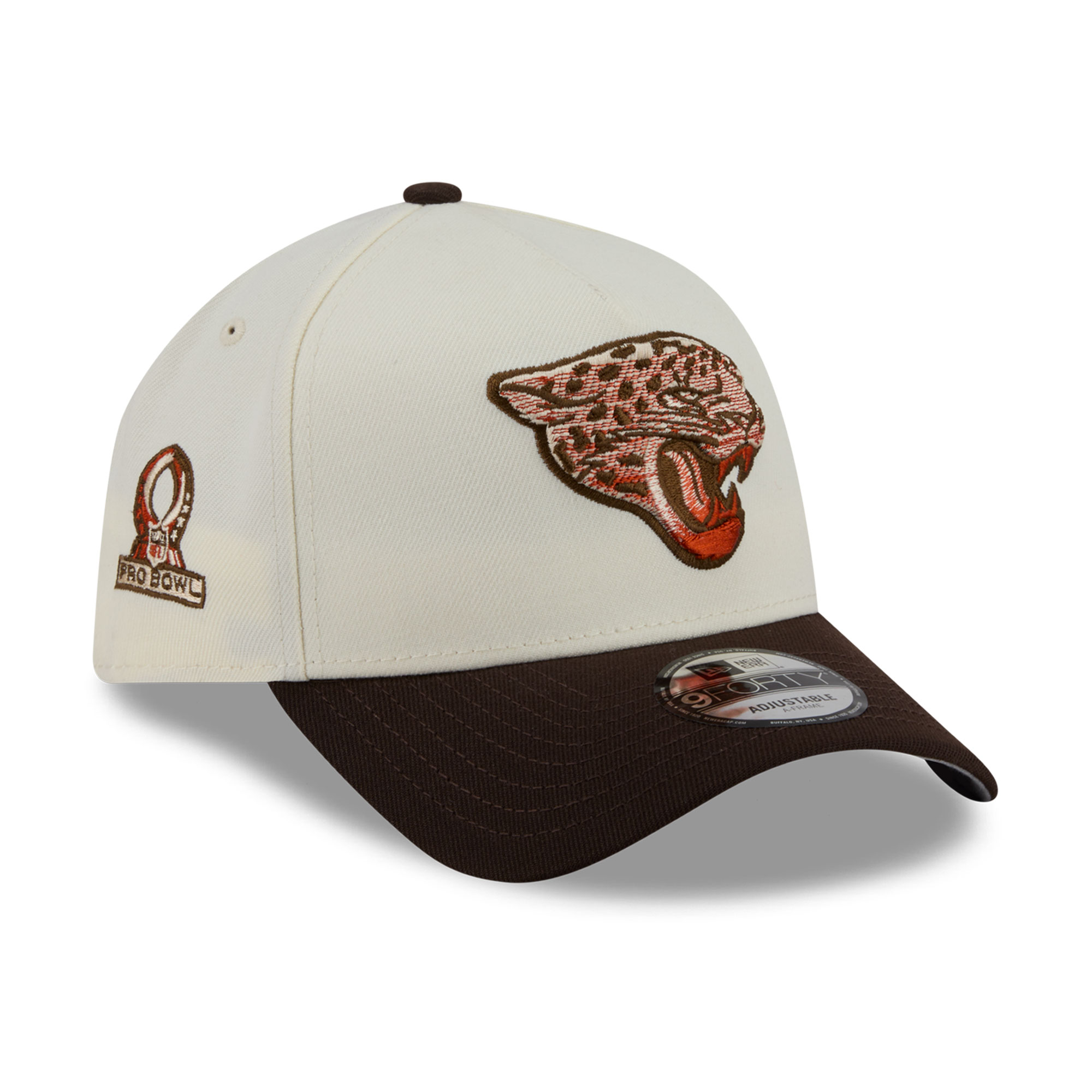 Men's New Era Cream/Brown Jacksonville Jaguars Pumpkin Spice A-Frame 9FORTY Adjustable Hat