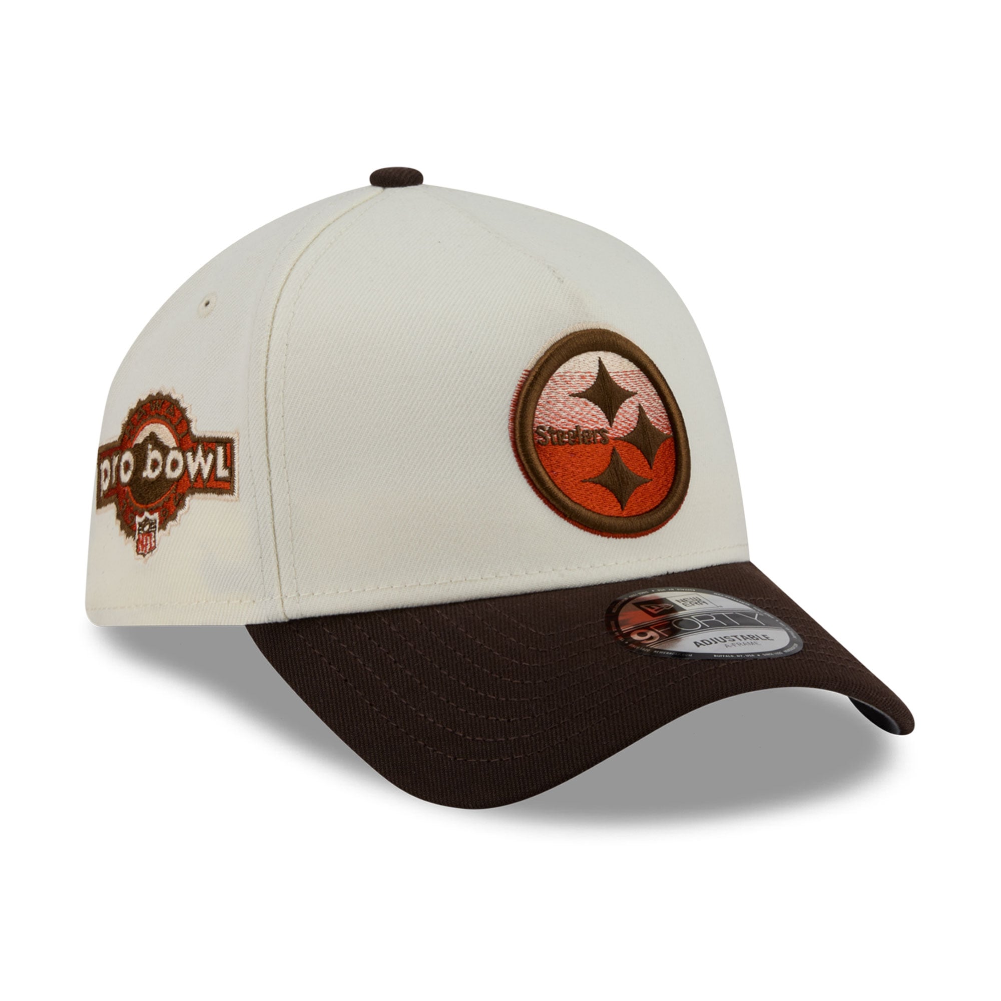 Men's New Era Cream/Brown Pittsburgh Steelers Pumpkin Spice A-Frame 9FORTY Adjustable Hat